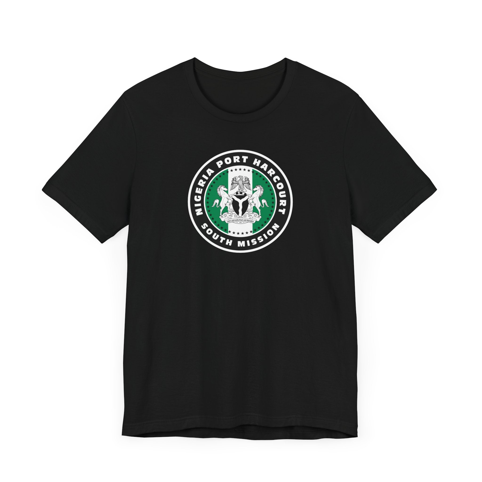 Nigeria Port Harcourt South Mission Flag Logo (Black Border) T-shirt - Mission Wishlist - LDS Missionary Gift Store