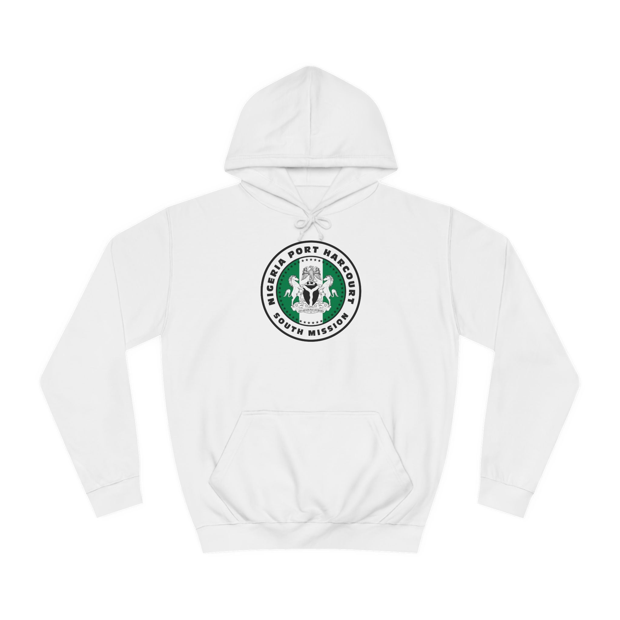 Nigeria Port Harcourt South Mission Flag Logo (White Border) College Hoodie - Latter-Day Saint LDS Missionary Gift - Book of Mormon
