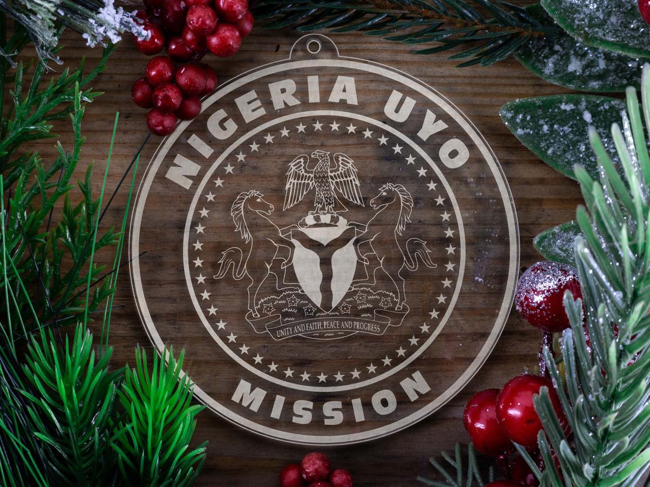 Nigeria Uyo Mission Christmas Ornament - Latter-Day Saint LDS Missionary Gift - Book of Mormon