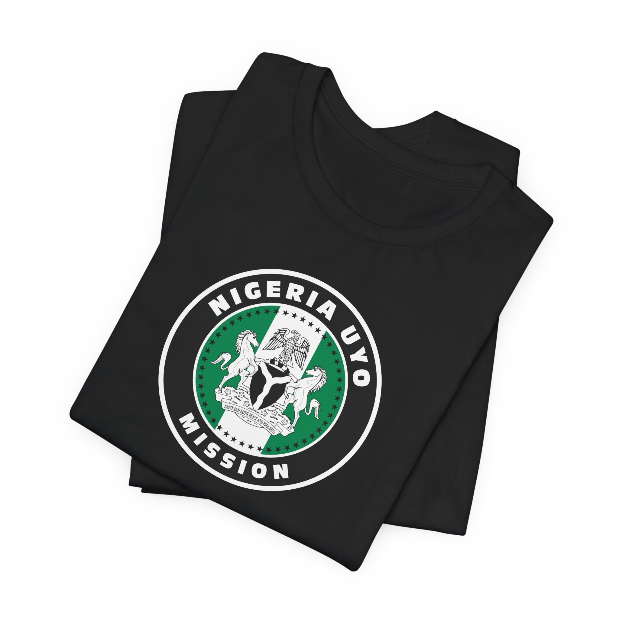 Nigeria Uyo Mission Flag Logo (Black Border) T-shirt - Mission Wishlist - LDS Missionary Gift Store
