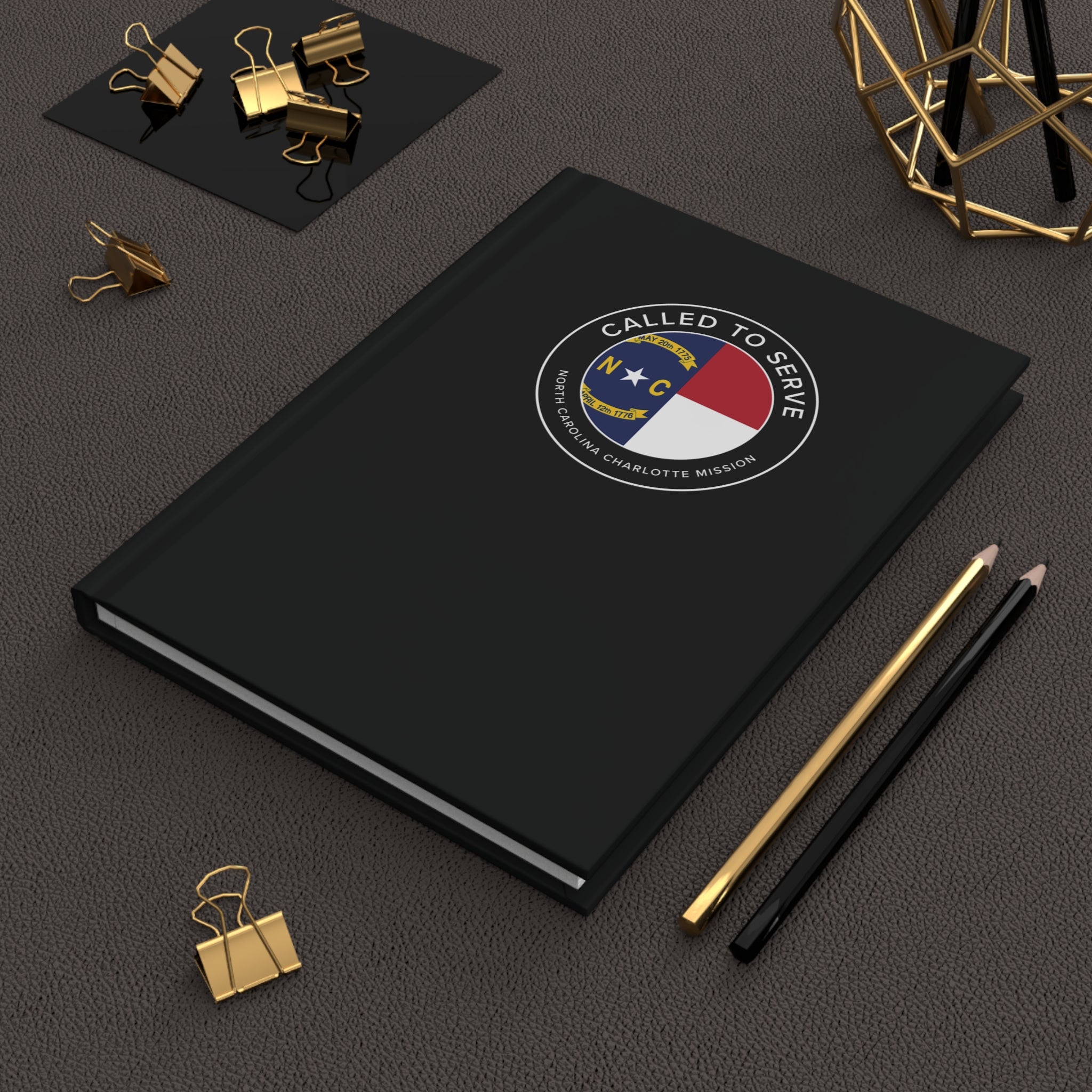 North Carolina Charlotte Mission Circle Flag Called to Serve Black Hardcover Journal Matte - Mission Wishlist - LDS Missionary Gift Store