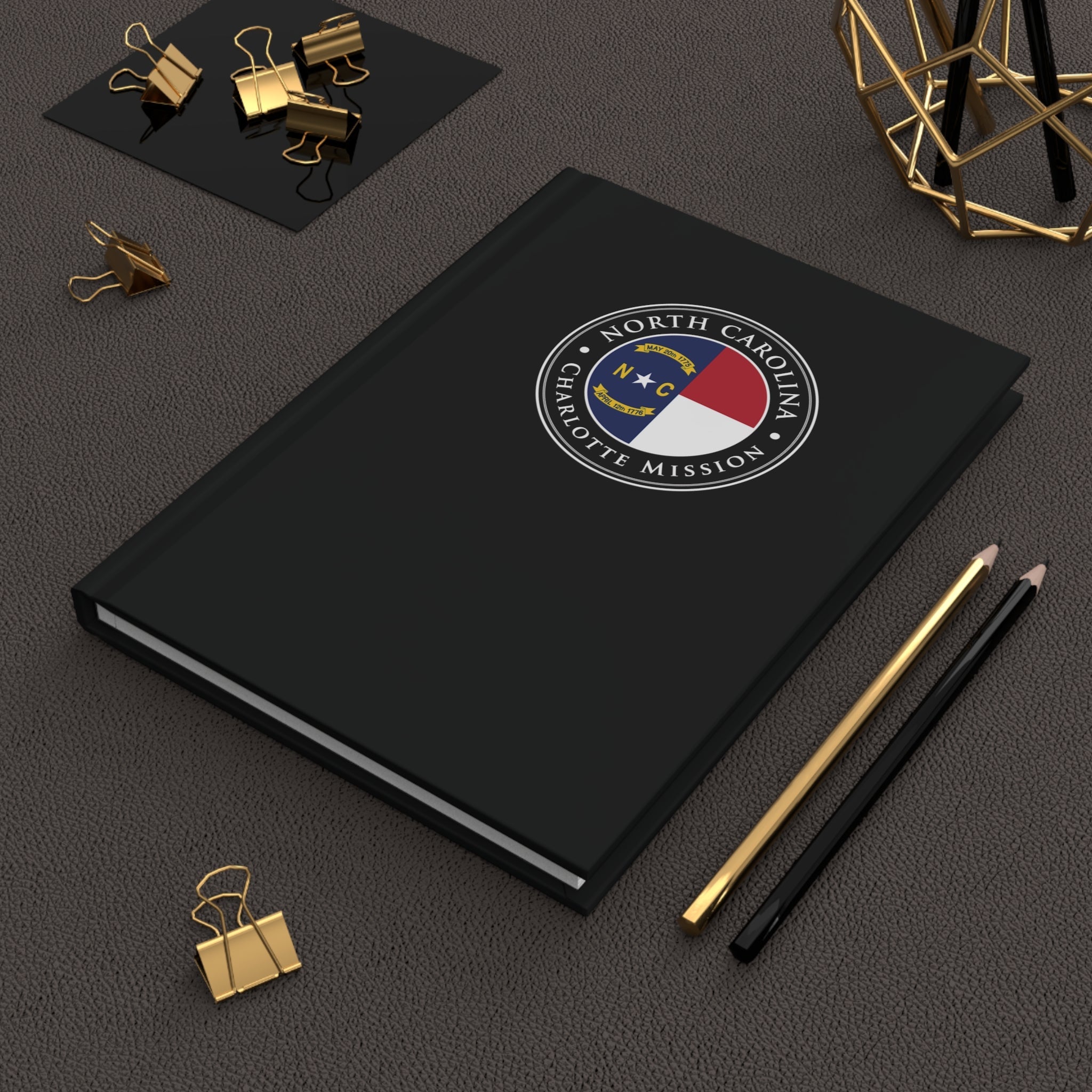 North Carolina Charlotte Mission Logo Design Black Hardcover Journal Matte - Latter-Day Saint LDS Missionary Gift - Book of Mormon
