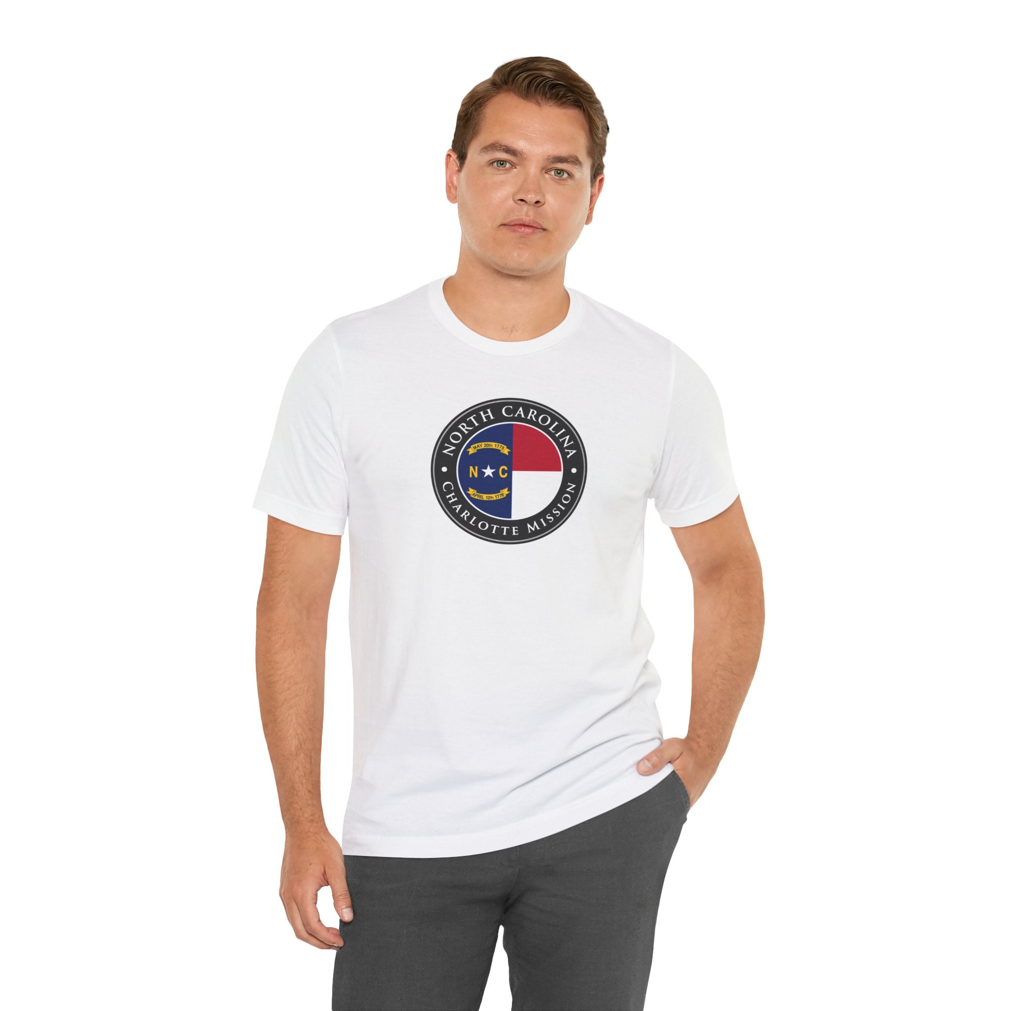 North Carolina Charlotte Mission State Flag Logo (Black Border) T-shirt - Mission Wishlist - LDS Missionary Gift Store