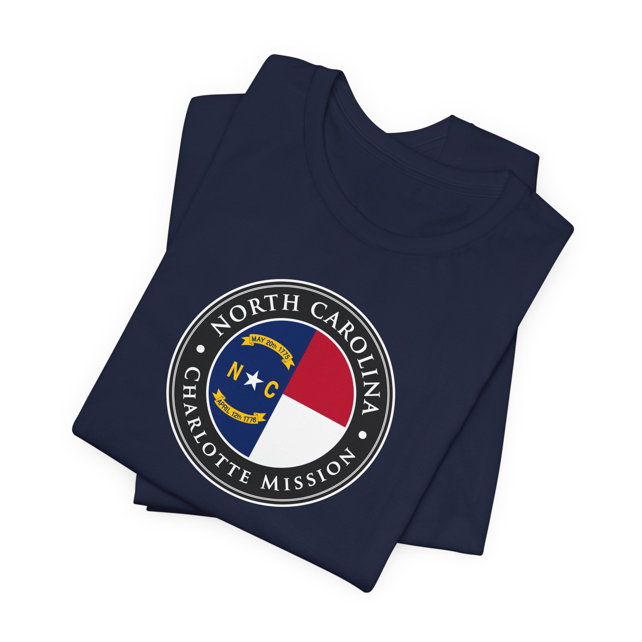 North Carolina Charlotte Mission State Flag Logo (Black Border) T-shirt - Mission Wishlist - LDS Missionary Gift Store