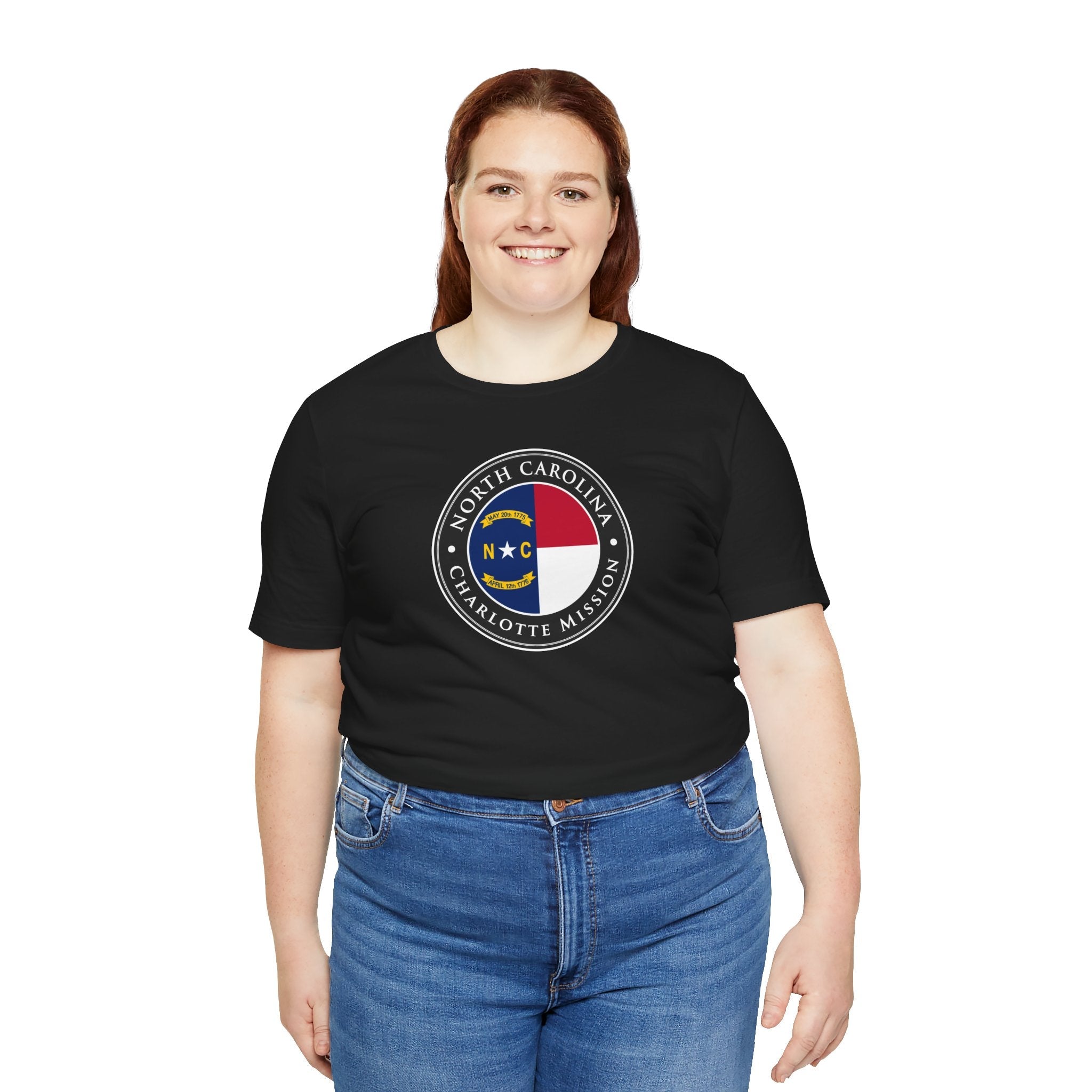 North Carolina Charlotte Mission State Flag Logo (Black Border) T-shirt - Mission Wishlist - LDS Missionary Gift Store