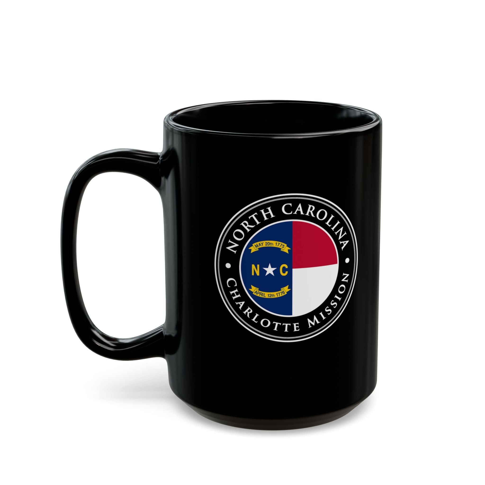 North Carolina Charlotte Mission State Flag Logo Ceramic Mug Black Name - Latter-Day Saint LDS Missionary Gift - Book of Mormon