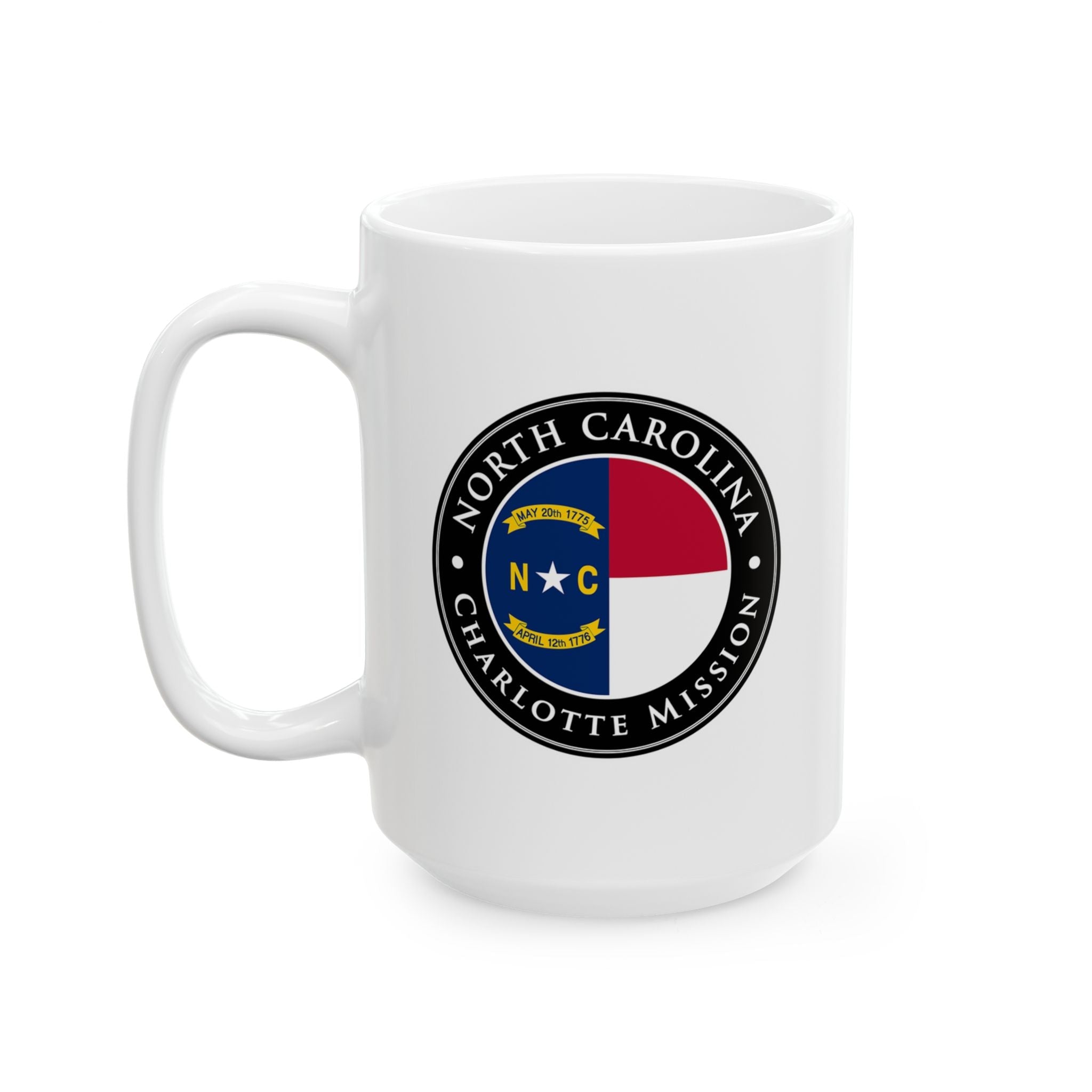 North Carolina Charlotte Mission State Flag Logo Ceramic Mug White Name - Latter-Day Saint LDS Missionary Gift - Book of Mormon