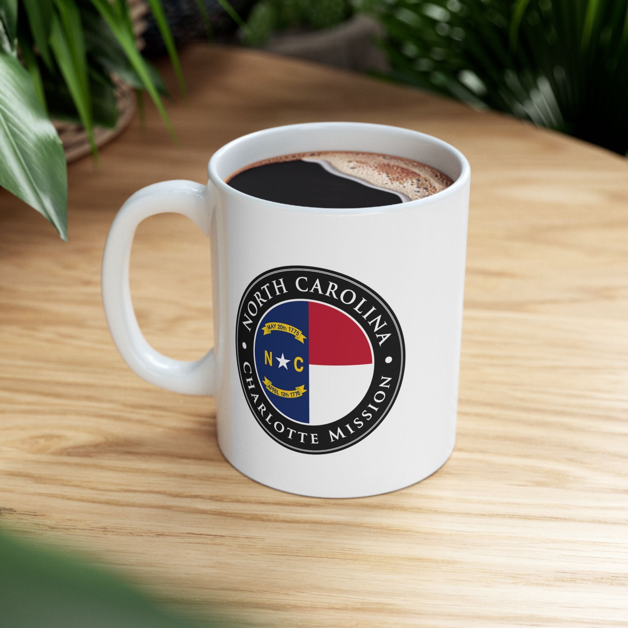 North Carolina Charlotte Mission State Flag Logo Ceramic Mug White Name - Latter-Day Saint LDS Missionary Gift - Book of Mormon