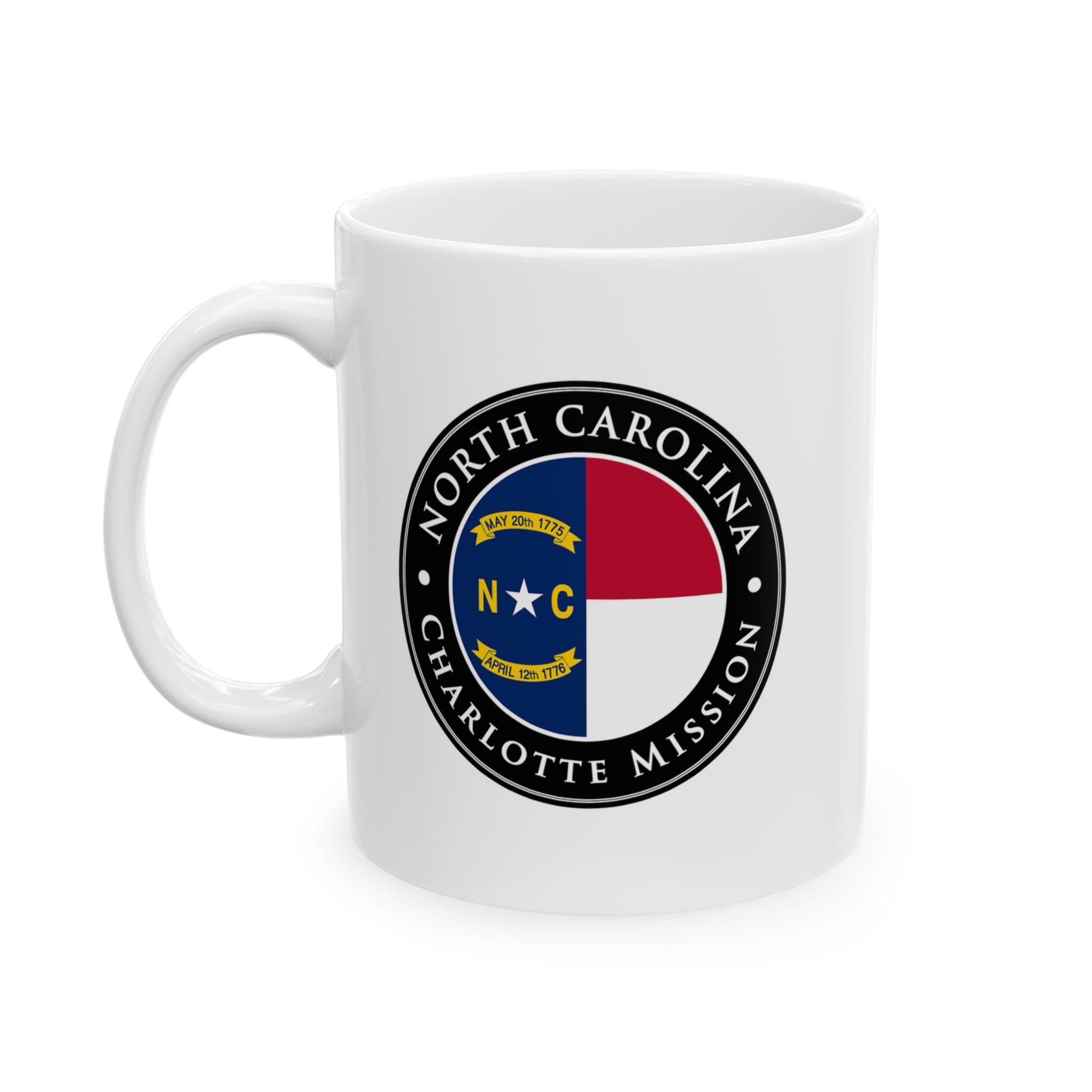 North Carolina Charlotte Mission State Flag Logo Ceramic Mug White Name - Latter-Day Saint LDS Missionary Gift - Book of Mormon
