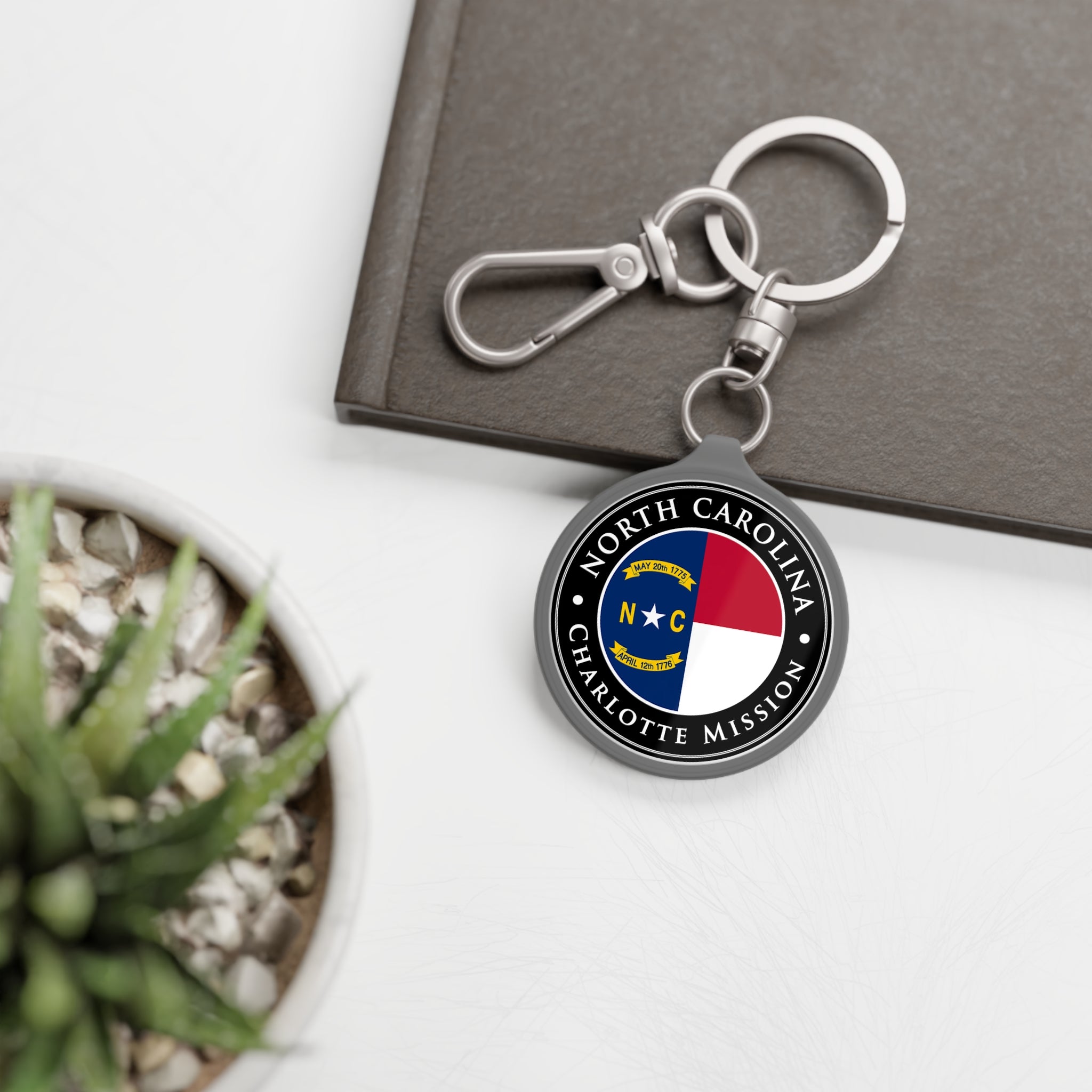 North Carolina Charlotte Mission State Flag Logo Key Tag - Latter-Day Saint LDS Missionary Gift - Book of Mormon