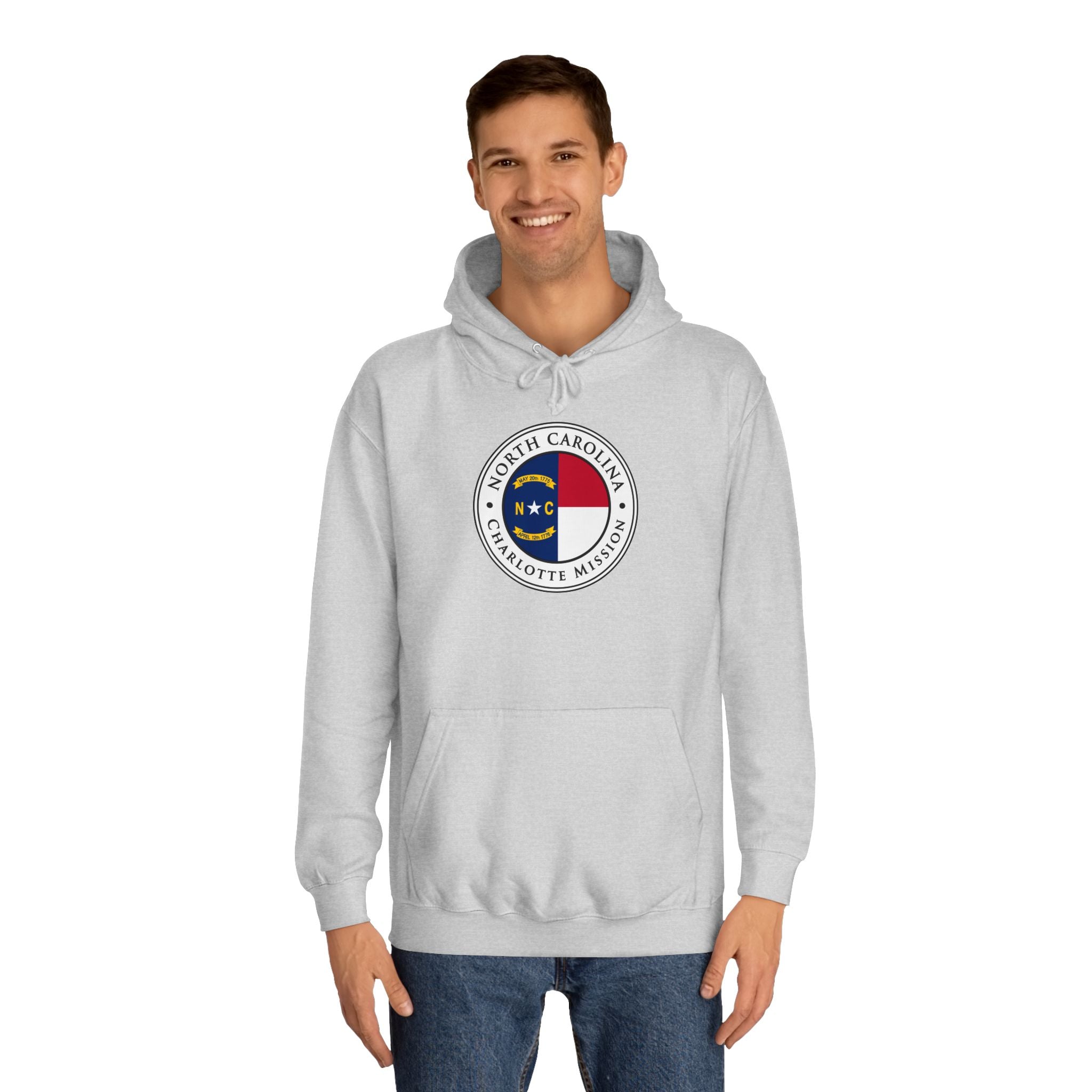 North Carolina Charlotte Mission State Flag Logo (White Border) College Hoodie - Mission Wishlist - LDS Missionary Gift Store