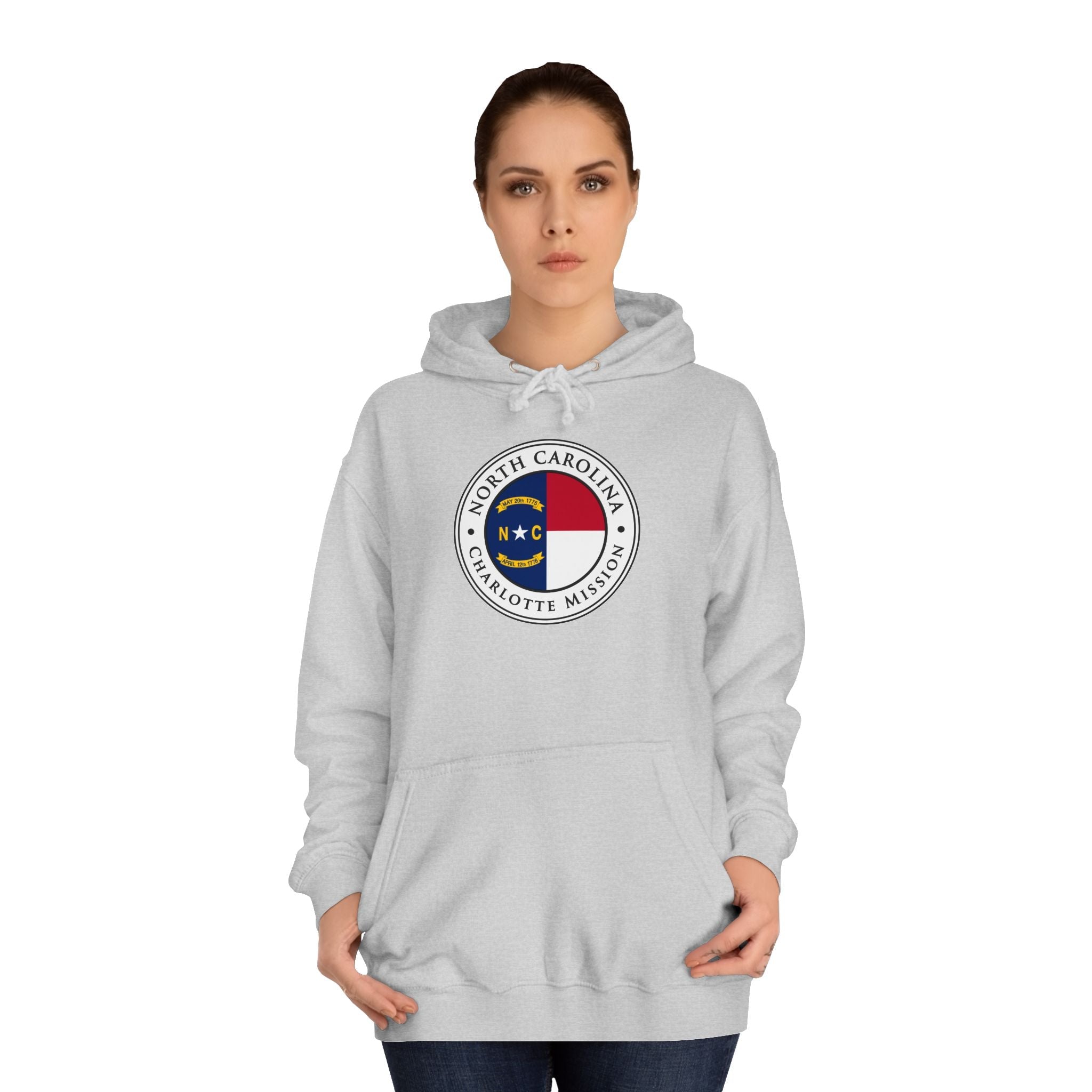 North Carolina Charlotte Mission State Flag Logo (White Border) College Hoodie - Mission Wishlist - LDS Missionary Gift Store