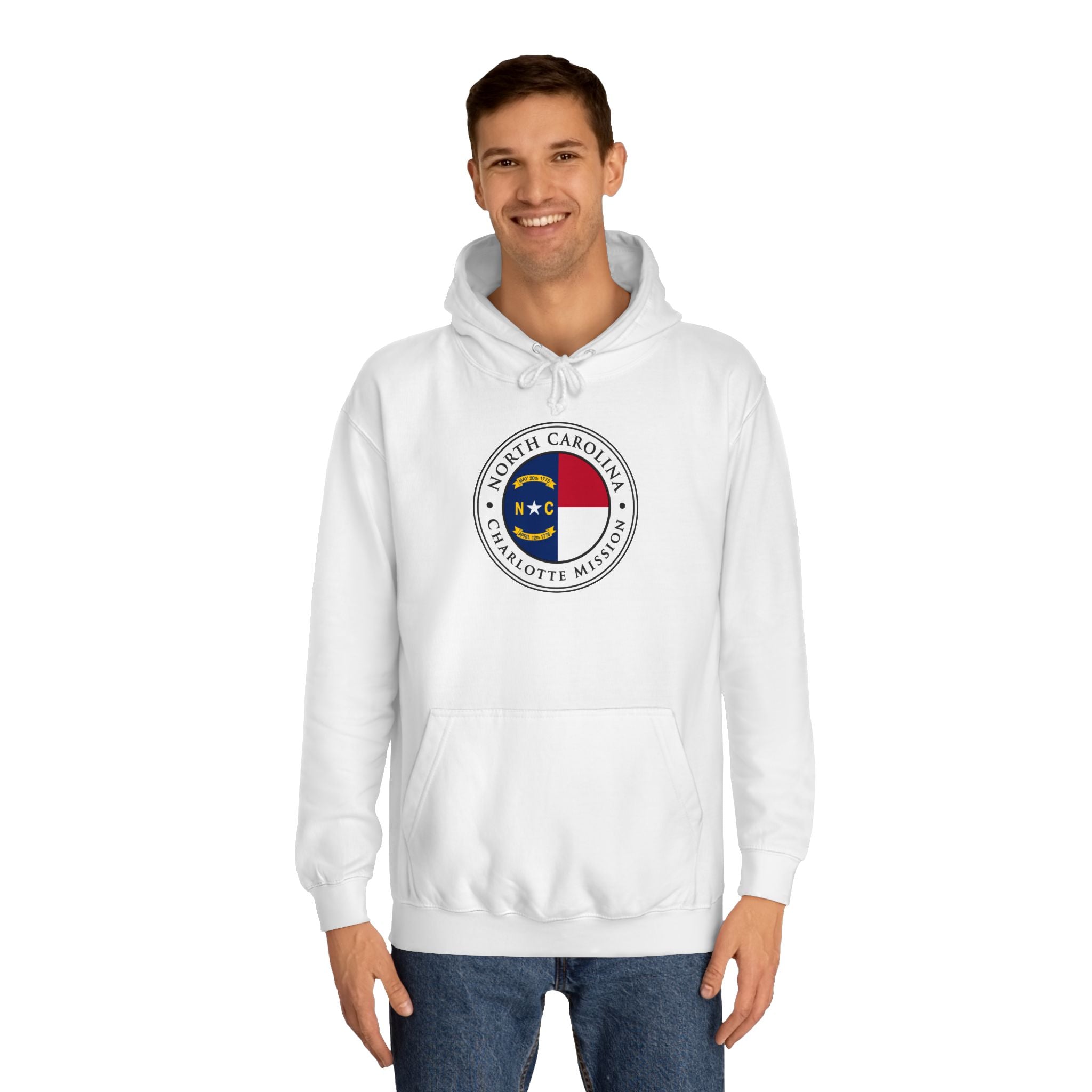 North Carolina Charlotte Mission State Flag Logo (White Border) College Hoodie - Mission Wishlist - LDS Missionary Gift Store