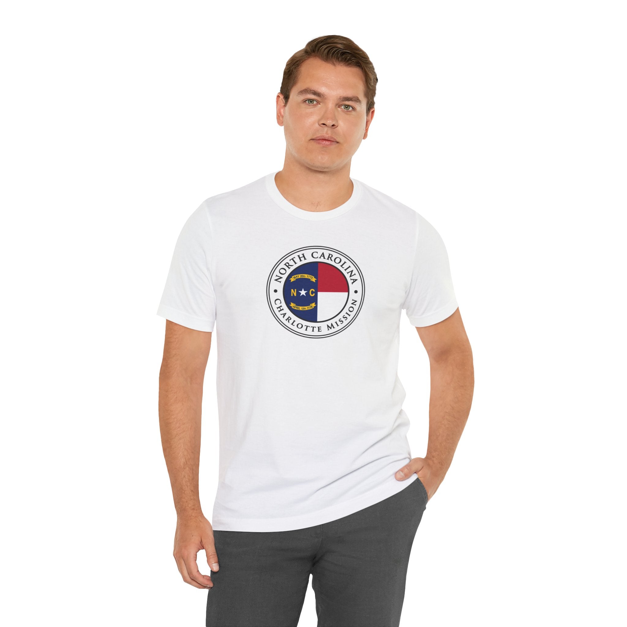 North Carolina Charlotte Mission State Flag Logo (White Border) T-shirt - Mission Wishlist - LDS Missionary Gift Store