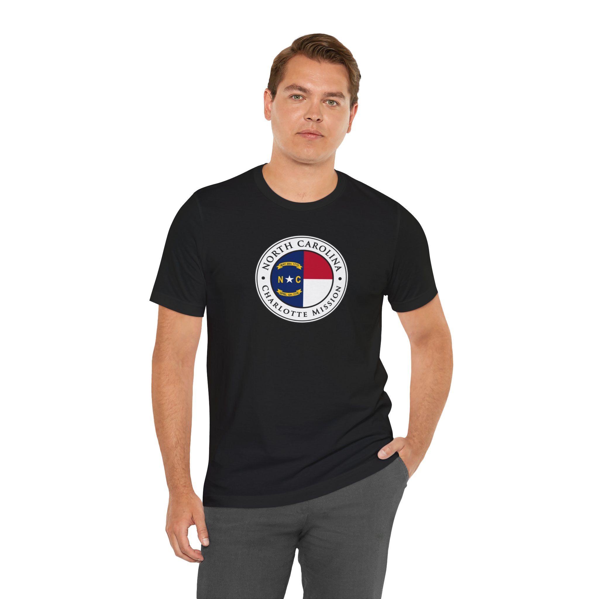 North Carolina Charlotte Mission State Flag Logo (White Border) T-shirt - Mission Wishlist - LDS Missionary Gift Store