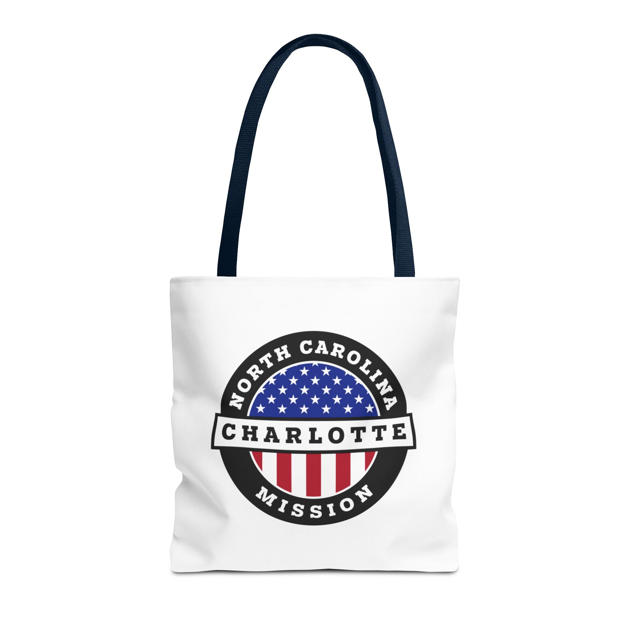 North Carolina Charlotte Mission USA Flag Logo Tote Bag White - Mission Wishlist - LDS Missionary Gift Store