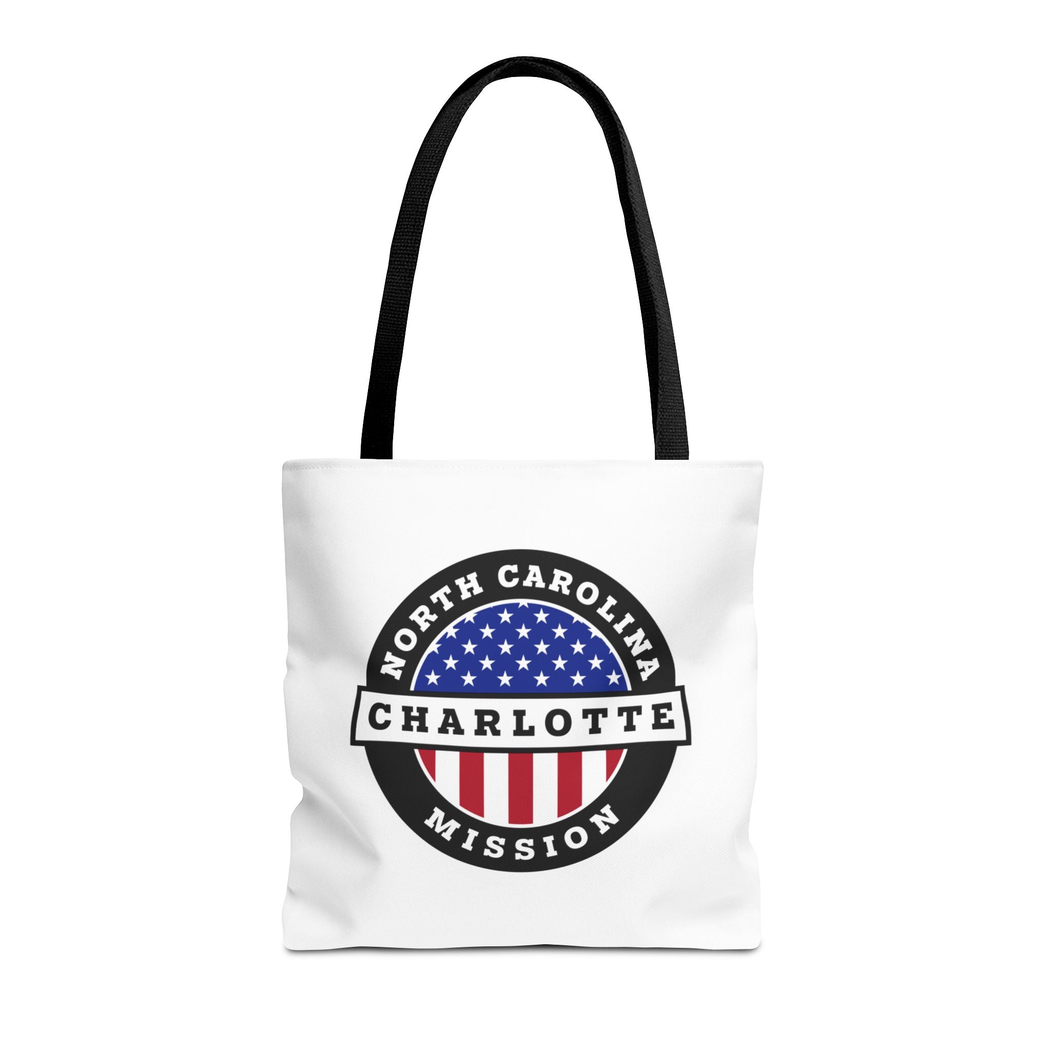 North Carolina Charlotte Mission USA Flag Logo Tote Bag White - Mission Wishlist - LDS Missionary Gift Store