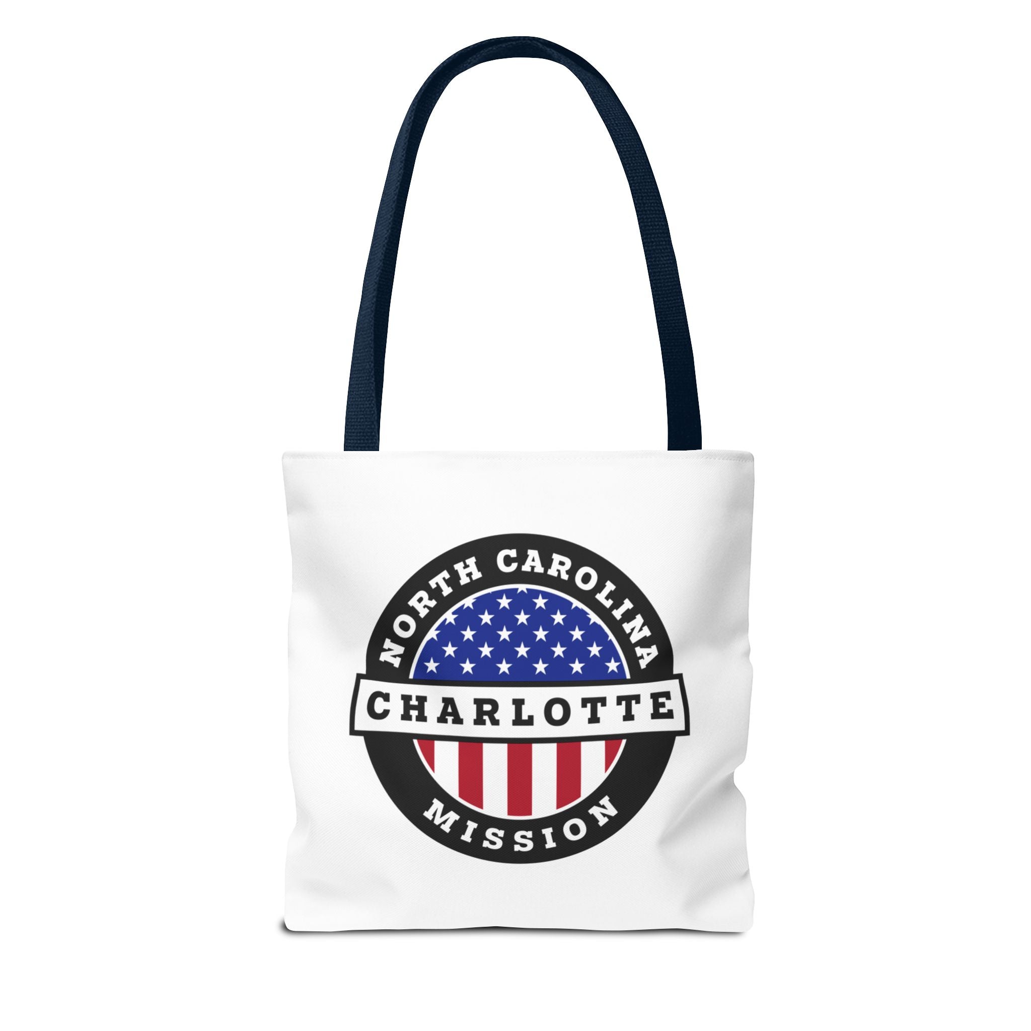 North Carolina Charlotte Mission USA Flag Logo Tote Bag White - Mission Wishlist - LDS Missionary Gift Store