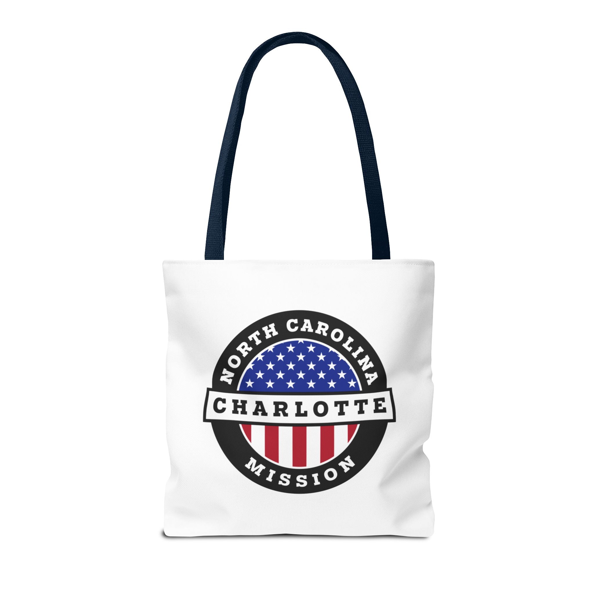 North Carolina Charlotte Mission USA Flag Logo Tote Bag White - Mission Wishlist - LDS Missionary Gift Store