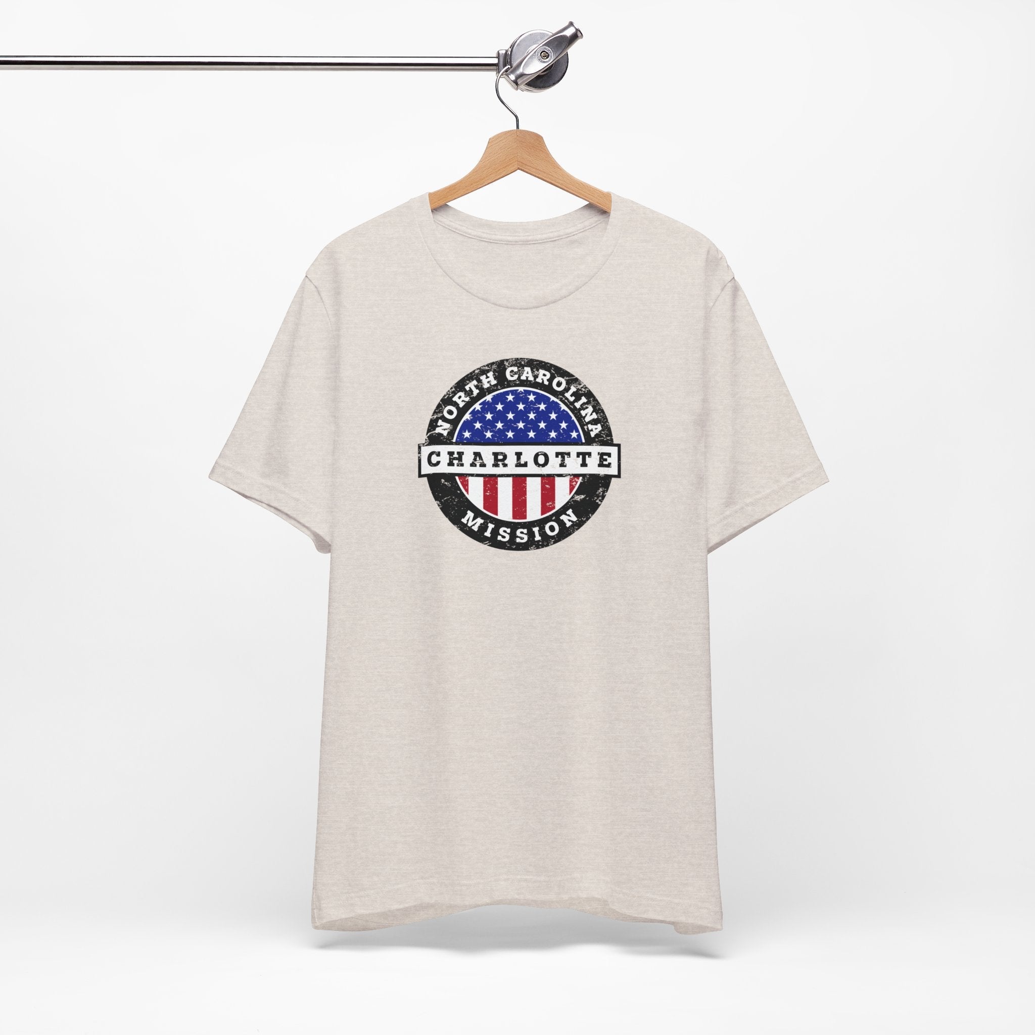 North Carolina Charlotte Mission Vintage Circular USA Flag T-Shirt - Mission Wishlist - LDS Missionary Gift Store