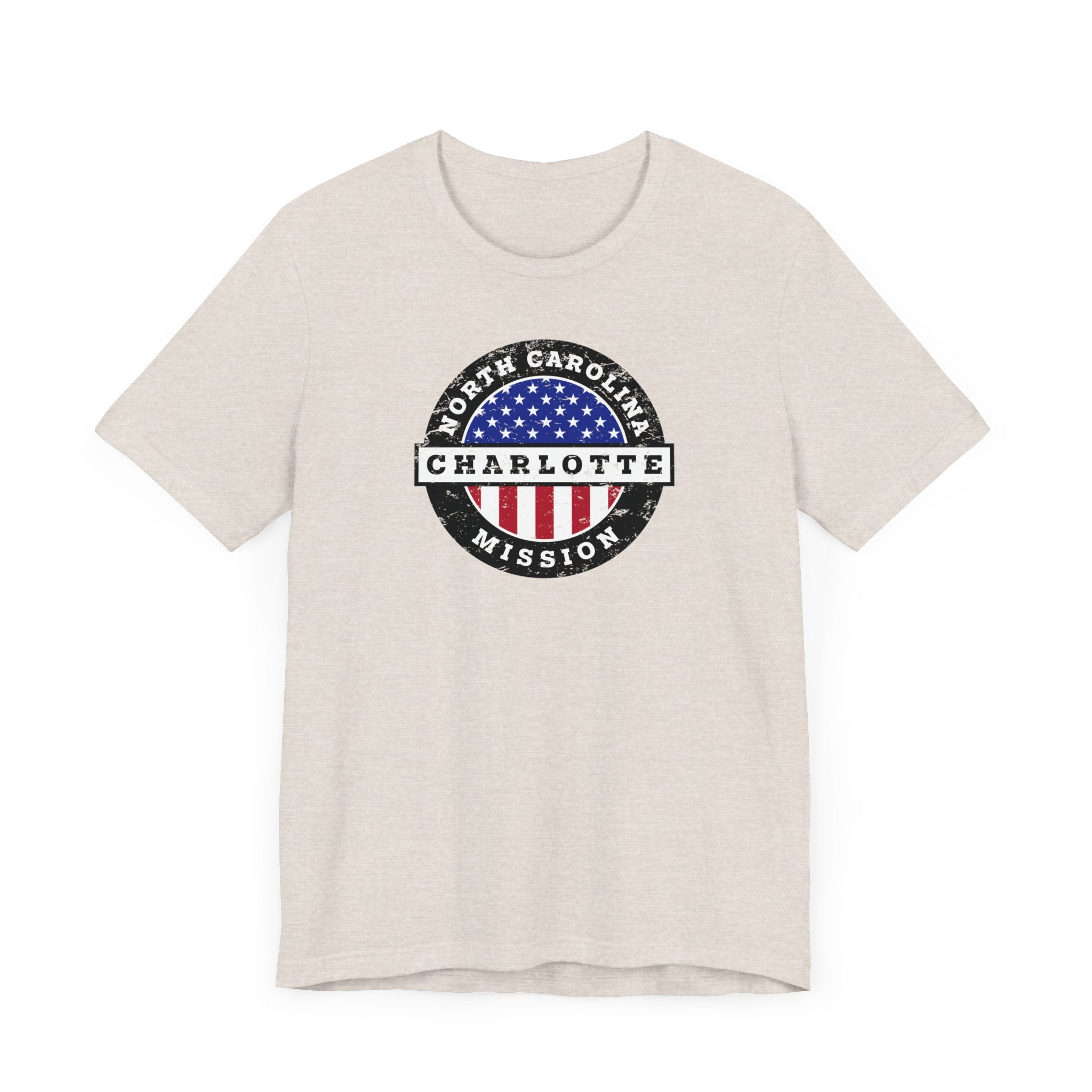 North Carolina Charlotte Mission Vintage Circular USA Flag T-Shirt - Mission Wishlist - LDS Missionary Gift Store