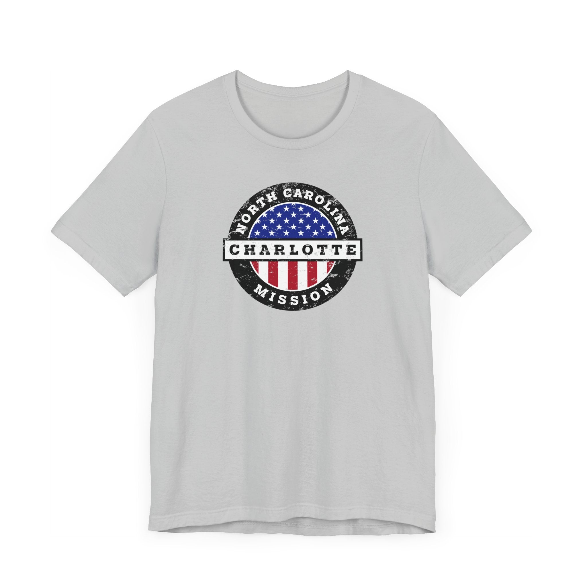 North Carolina Charlotte Mission Vintage Circular USA Flag T-Shirt - Mission Wishlist - LDS Missionary Gift Store