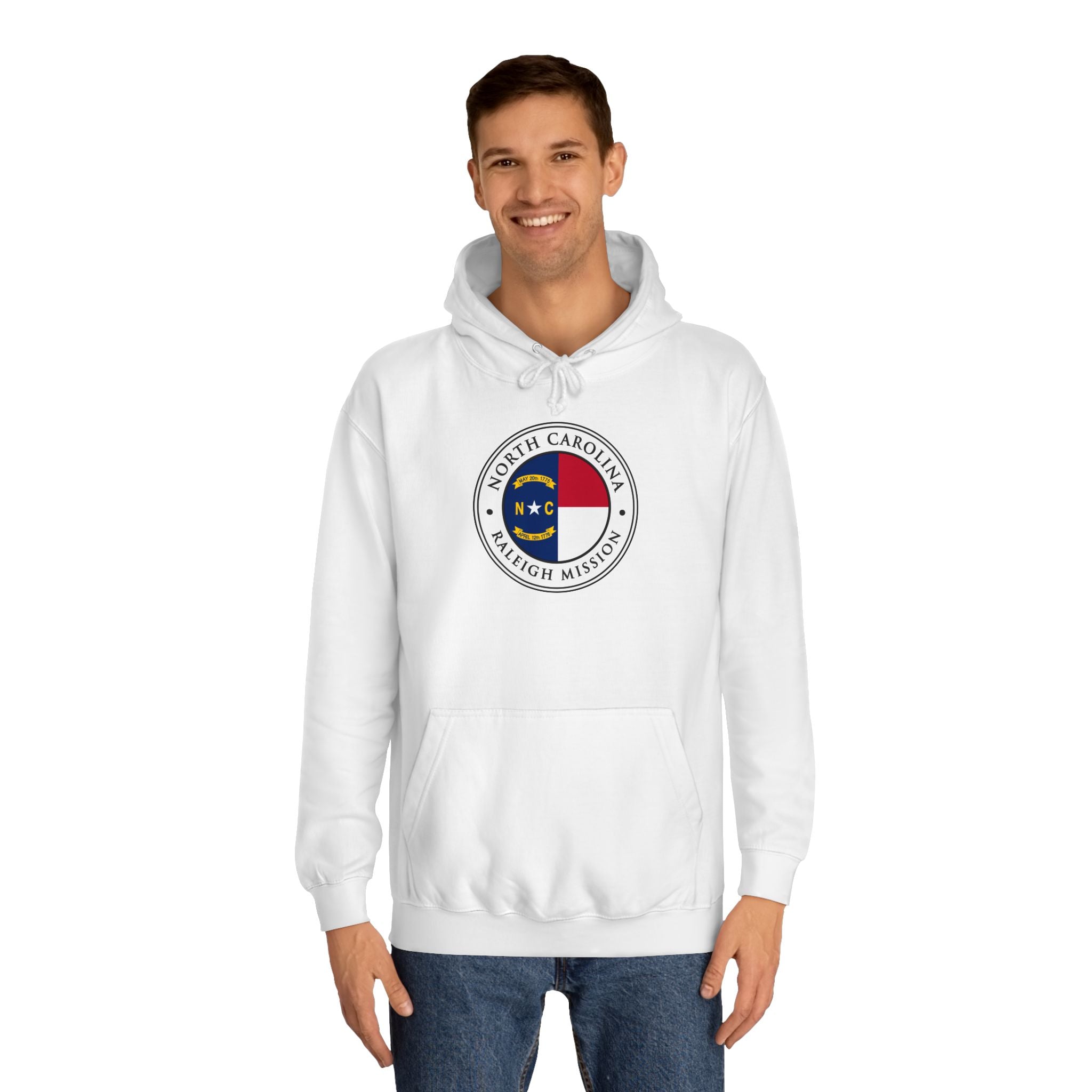 North Carolina Raleigh Mission State Flag Logo (White Border) College Hoodie - Mission Wishlist - LDS Missionary Gift Store