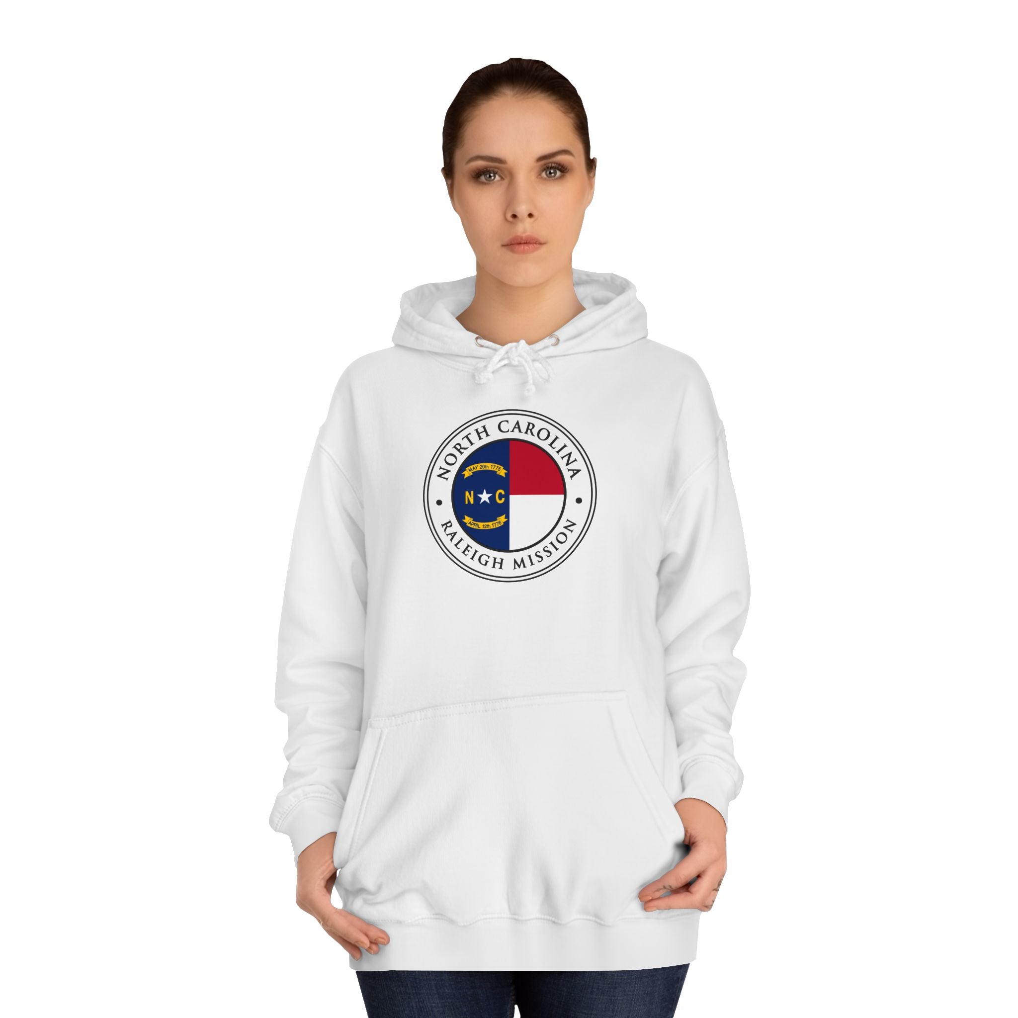 North Carolina Raleigh Mission State Flag Logo (White Border) College Hoodie - Mission Wishlist - LDS Missionary Gift Store