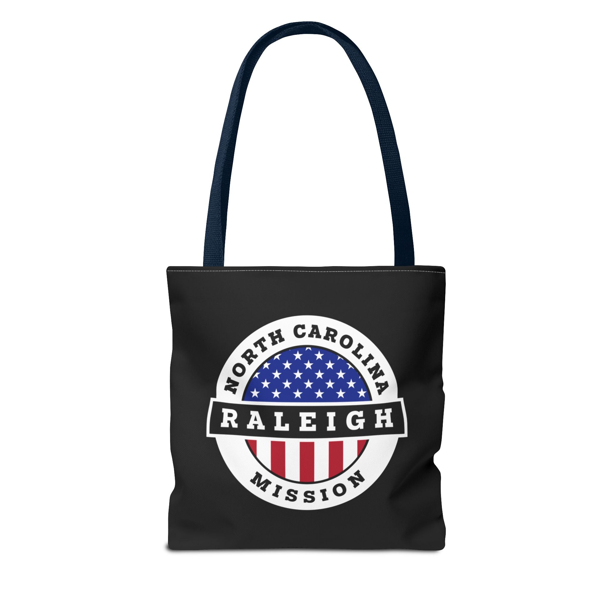 North Carolina Raleigh Mission USA Flag Logo Tote Bag Black - Mission Wishlist - LDS Missionary Gift Store