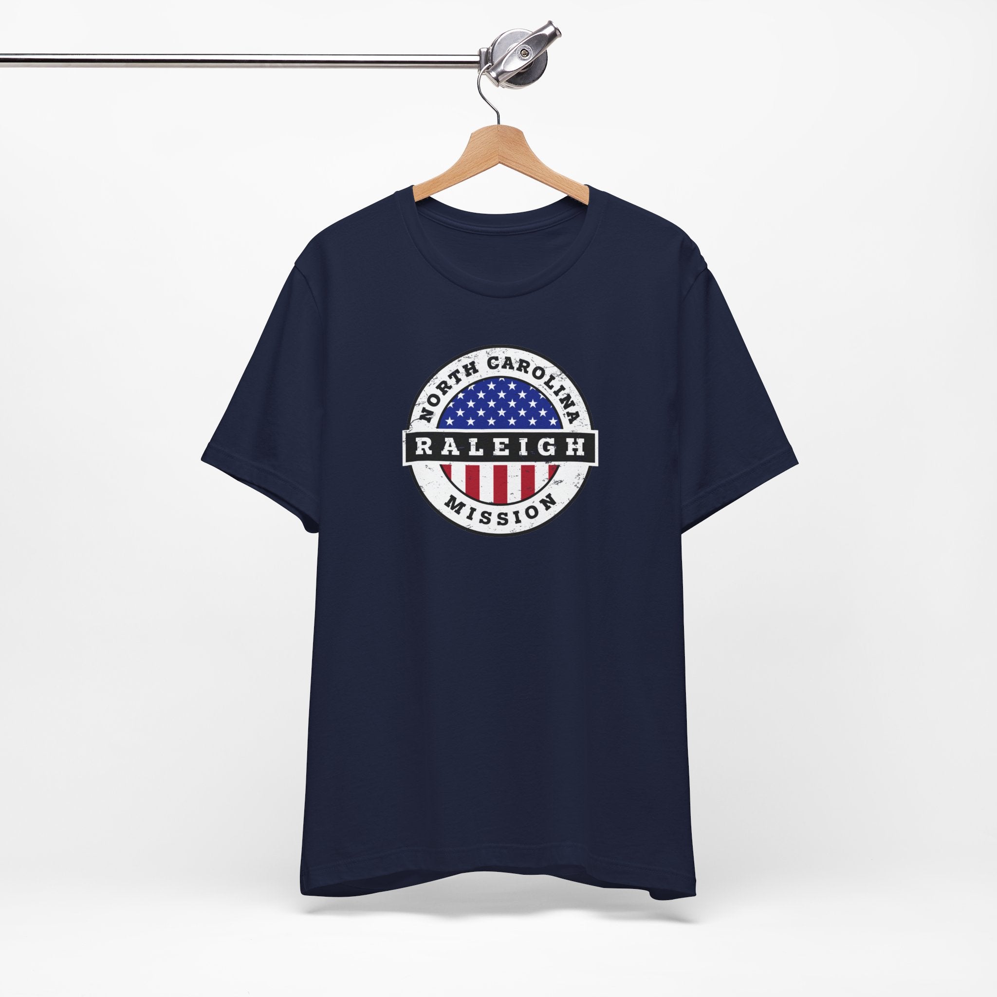 North Carolina Raleigh Mission Vintage Circular USA Flag T-Shirt - Latter-Day Saint LDS Missionary Gift - Book of Mormon