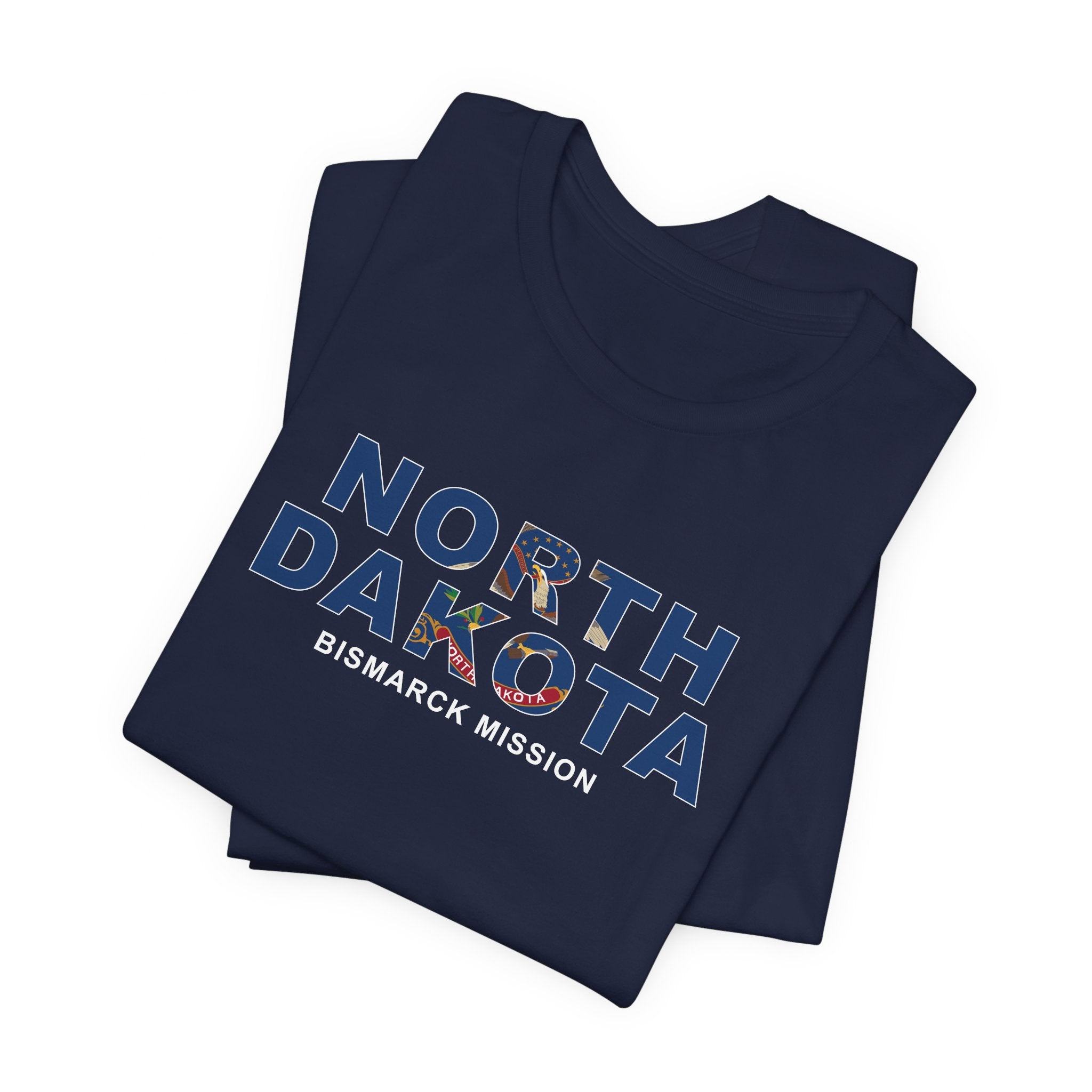 North Dakota Bismarck Mission Flag Title T-shirt - Latter-Day Saint LDS Missionary Gift - Book of Mormon