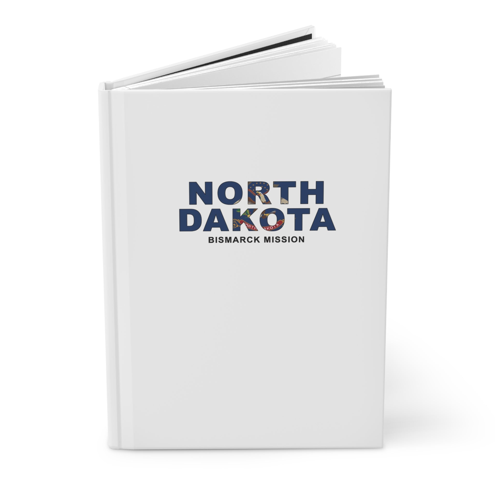 North Dakota Bismarck Mission Flag Title White Hardcover Journal Matte - Latter-Day Saint LDS Missionary Gift - Book of Mormon