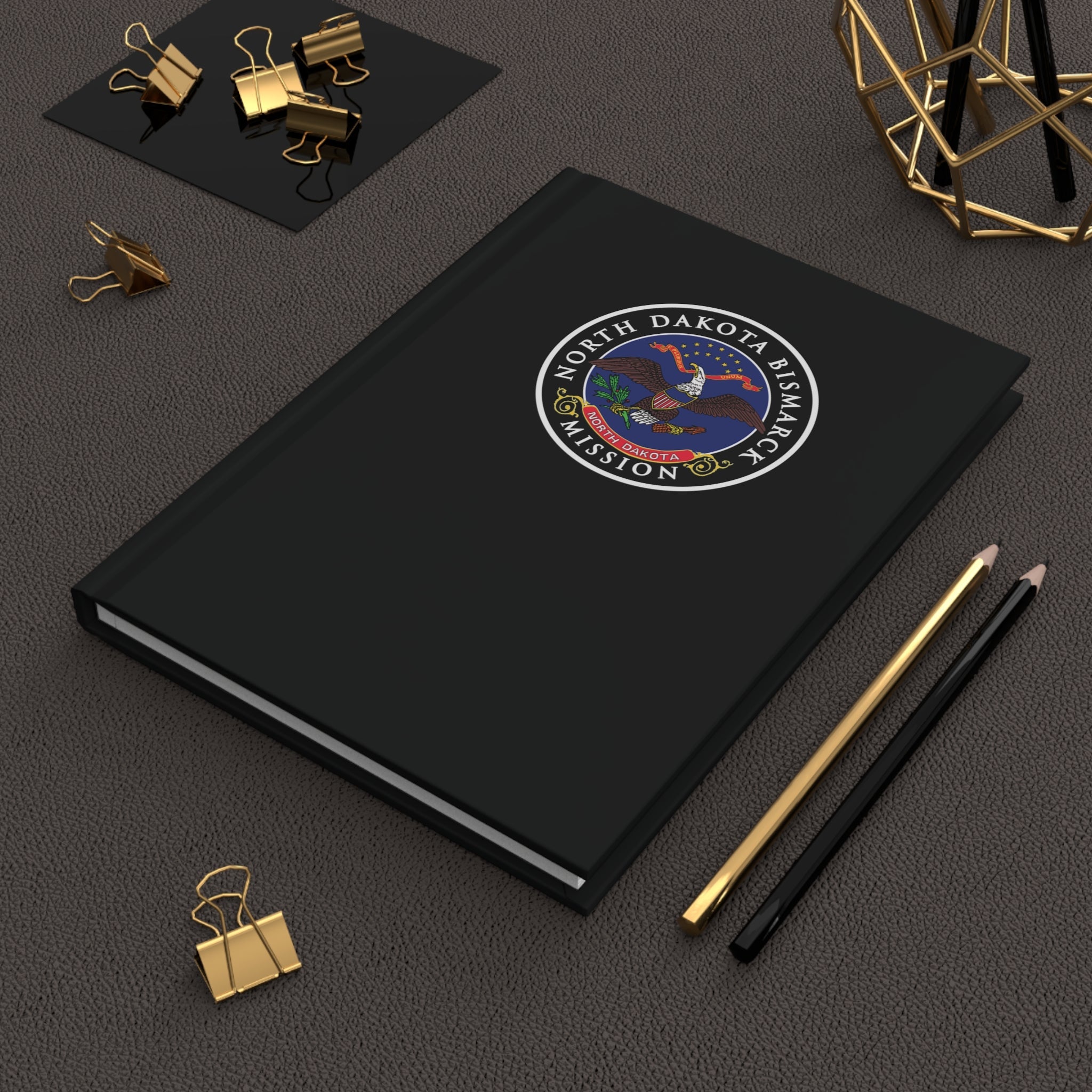 North Dakota Bismarck Mission Logo Design Black Hardcover Journal Matte - Latter-Day Saint LDS Missionary Gift - Book of Mormon
