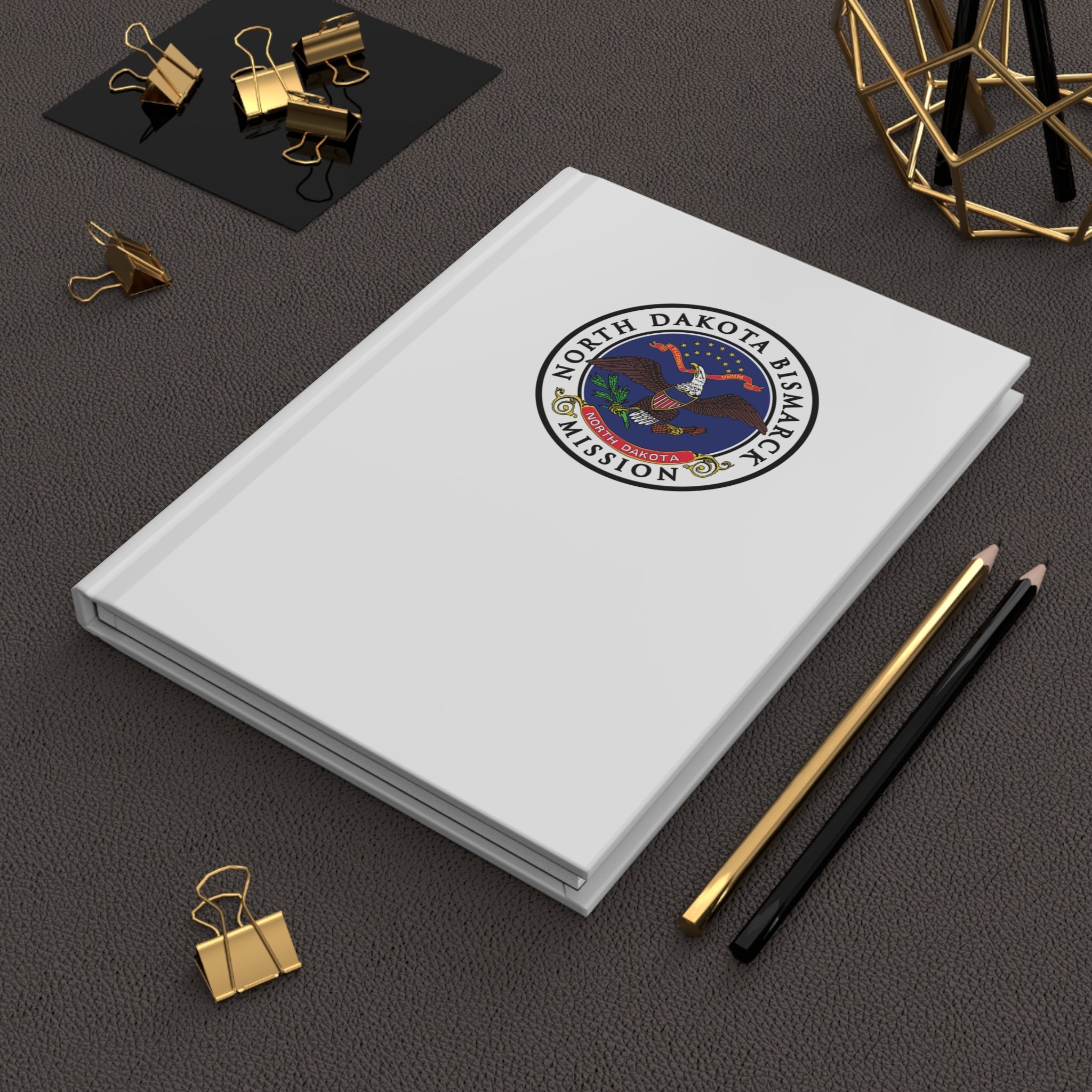 North Dakota Bismarck Mission Logo Design White Hardcover Journal Matte - Latter-Day Saint LDS Missionary Gift - Book of Mormon