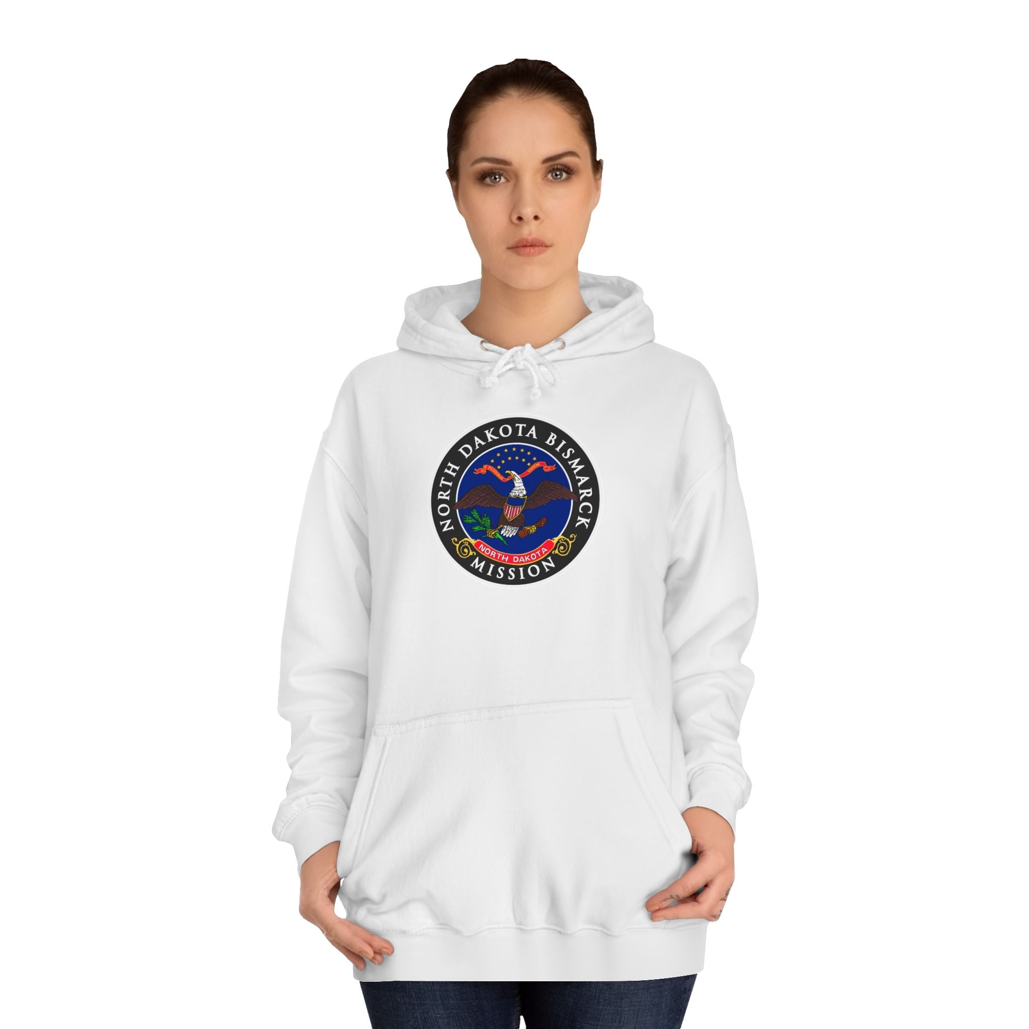 North Dakota Bismarck Mission State Flag Logo (Black Border) College Hoodie - Mission Wishlist - LDS Missionary Gift Store