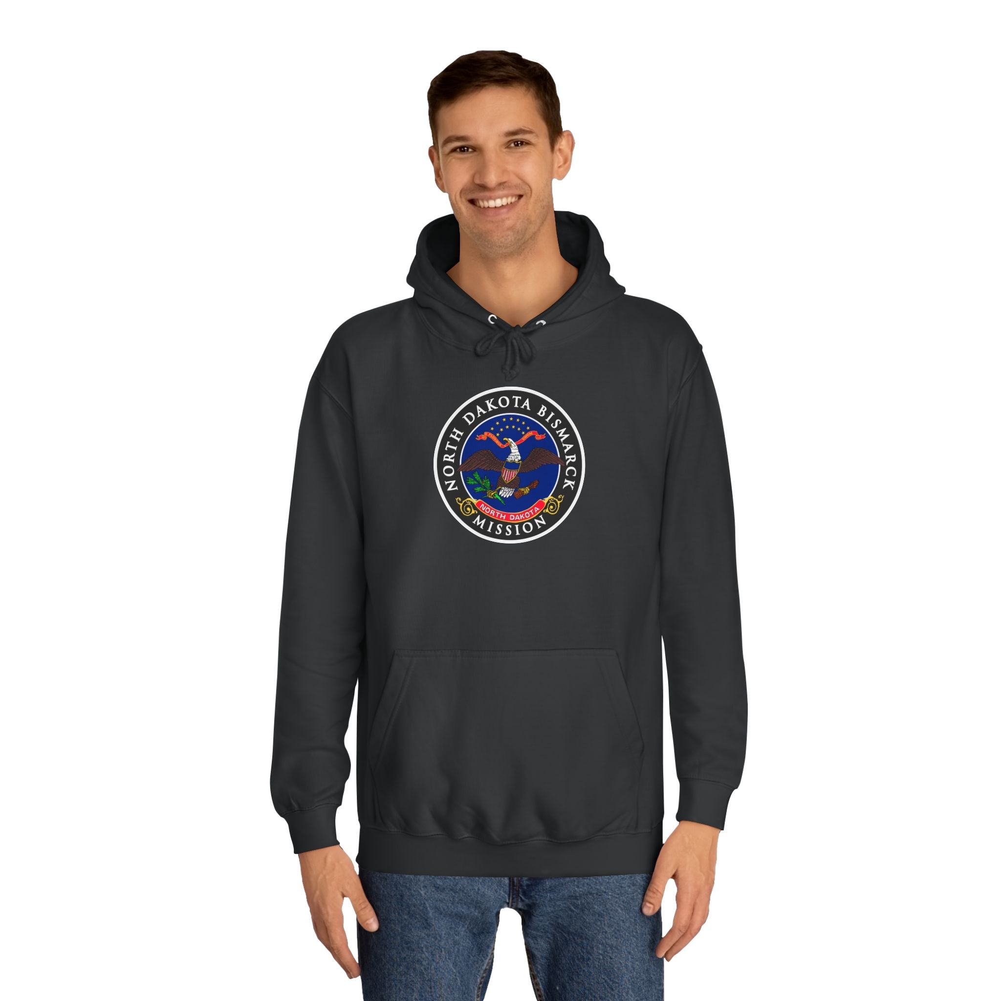North Dakota Bismarck Mission State Flag Logo (Black Border) College Hoodie - Mission Wishlist - LDS Missionary Gift Store