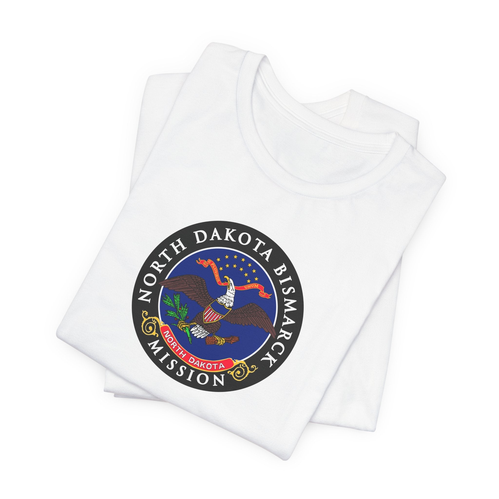 North Dakota Bismarck Mission State Flag Logo (Black Border) T-shirt - Mission Wishlist - LDS Missionary Gift Store