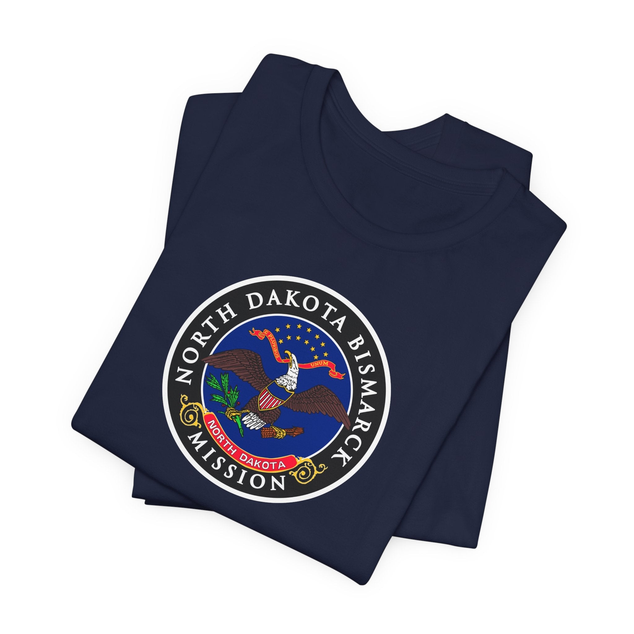 North Dakota Bismarck Mission State Flag Logo (Black Border) T-shirt - Mission Wishlist - LDS Missionary Gift Store