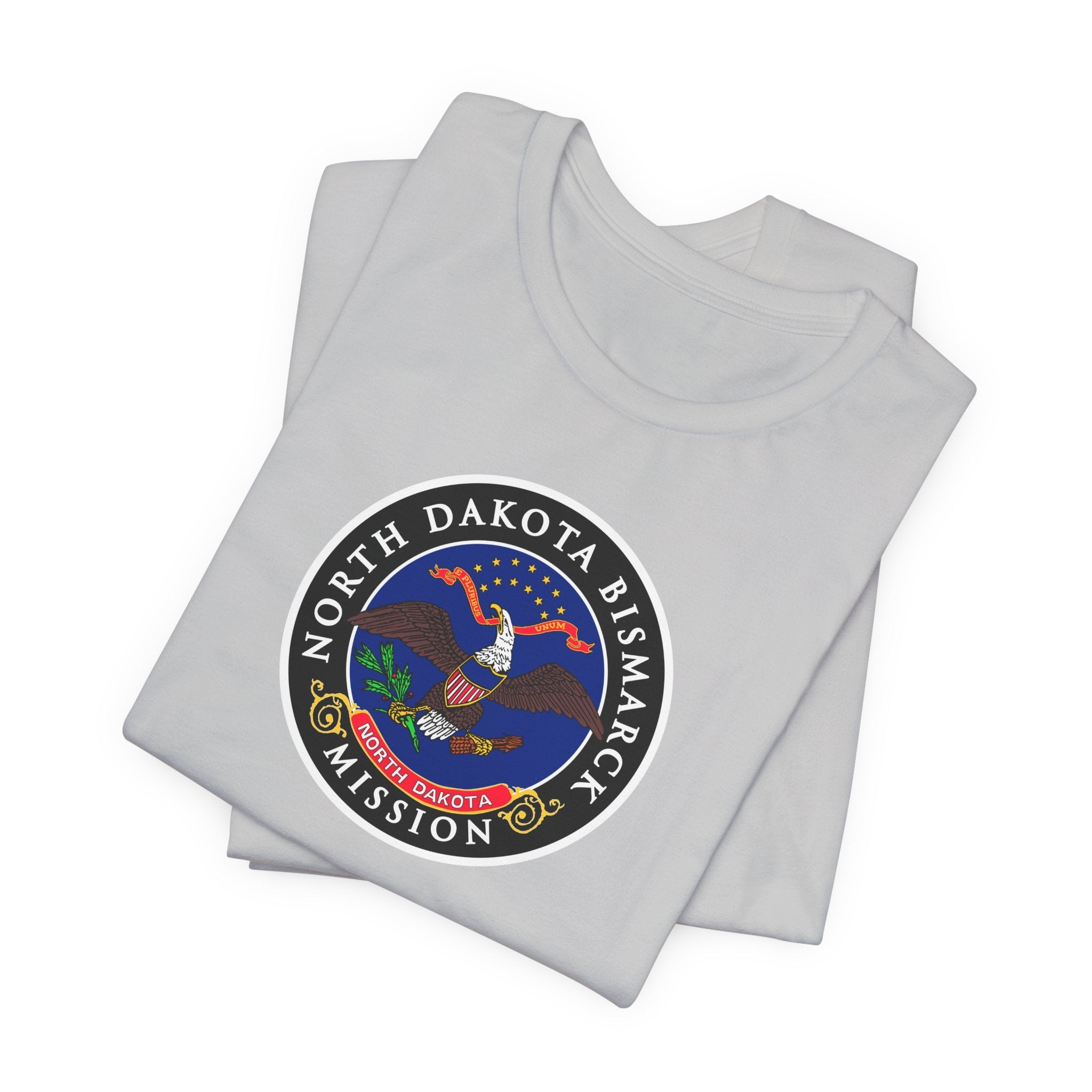 North Dakota Bismarck Mission State Flag Logo (Black Border) T-shirt - Mission Wishlist - LDS Missionary Gift Store