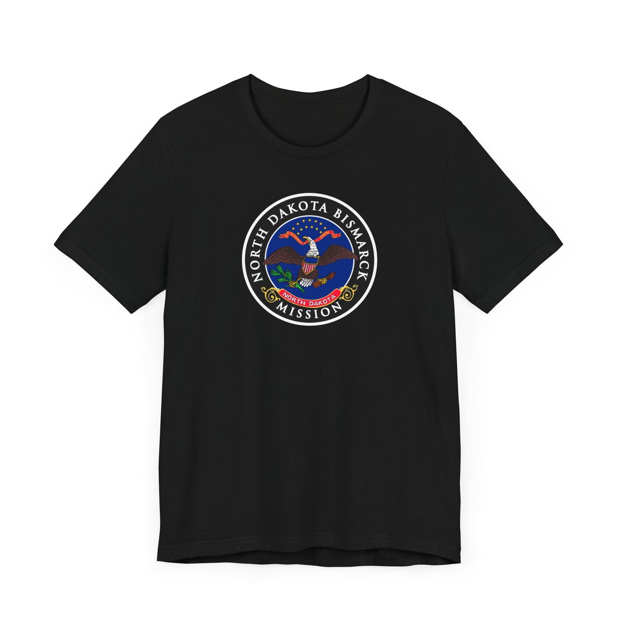 North Dakota Bismarck Mission State Flag Logo (Black Border) T-shirt - Mission Wishlist - LDS Missionary Gift Store