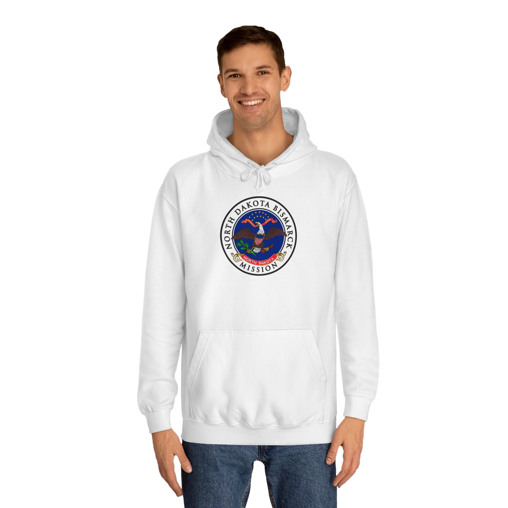 North Dakota Bismarck Mission State Flag Logo (White Border) College Hoodie - Mission Wishlist - LDS Missionary Gift Store