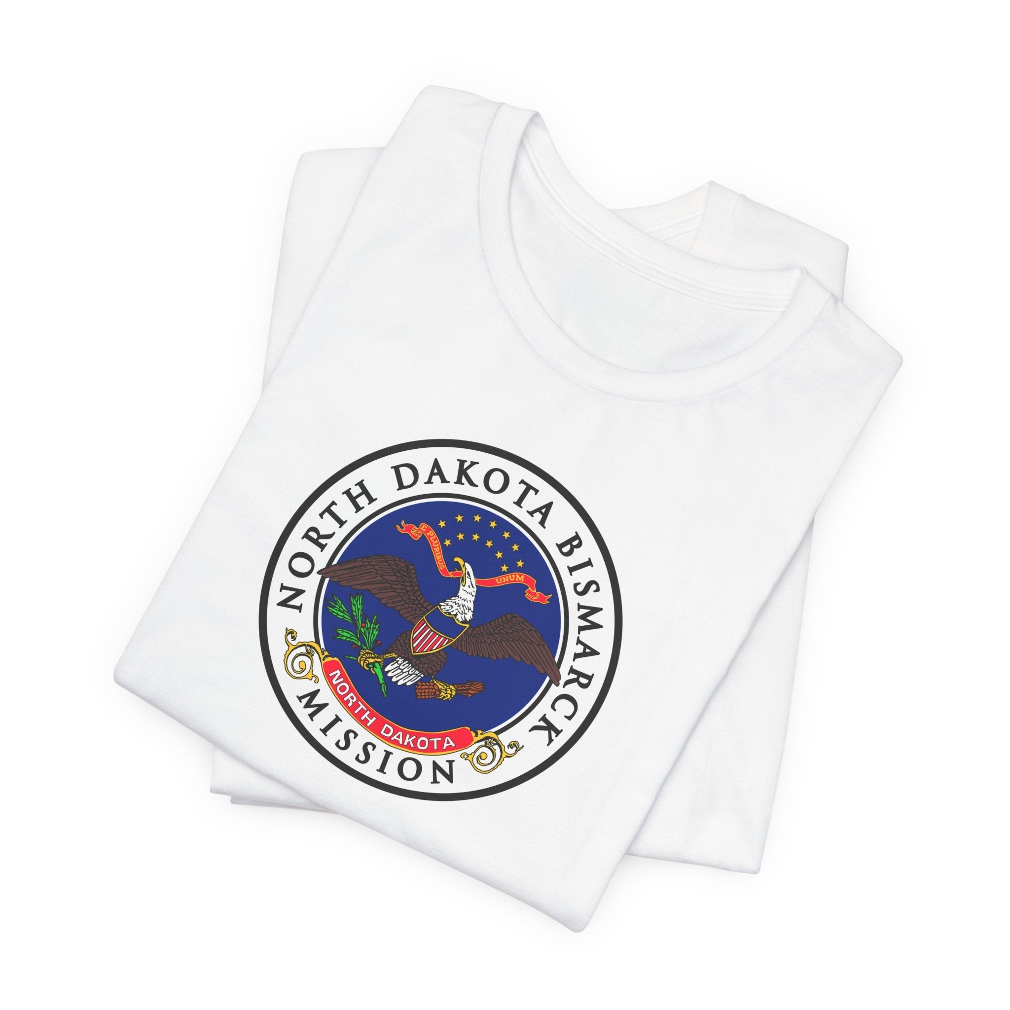 North Dakota Bismarck Mission State Flag Logo (White Border) T-shirt - Mission Wishlist - LDS Missionary Gift Store