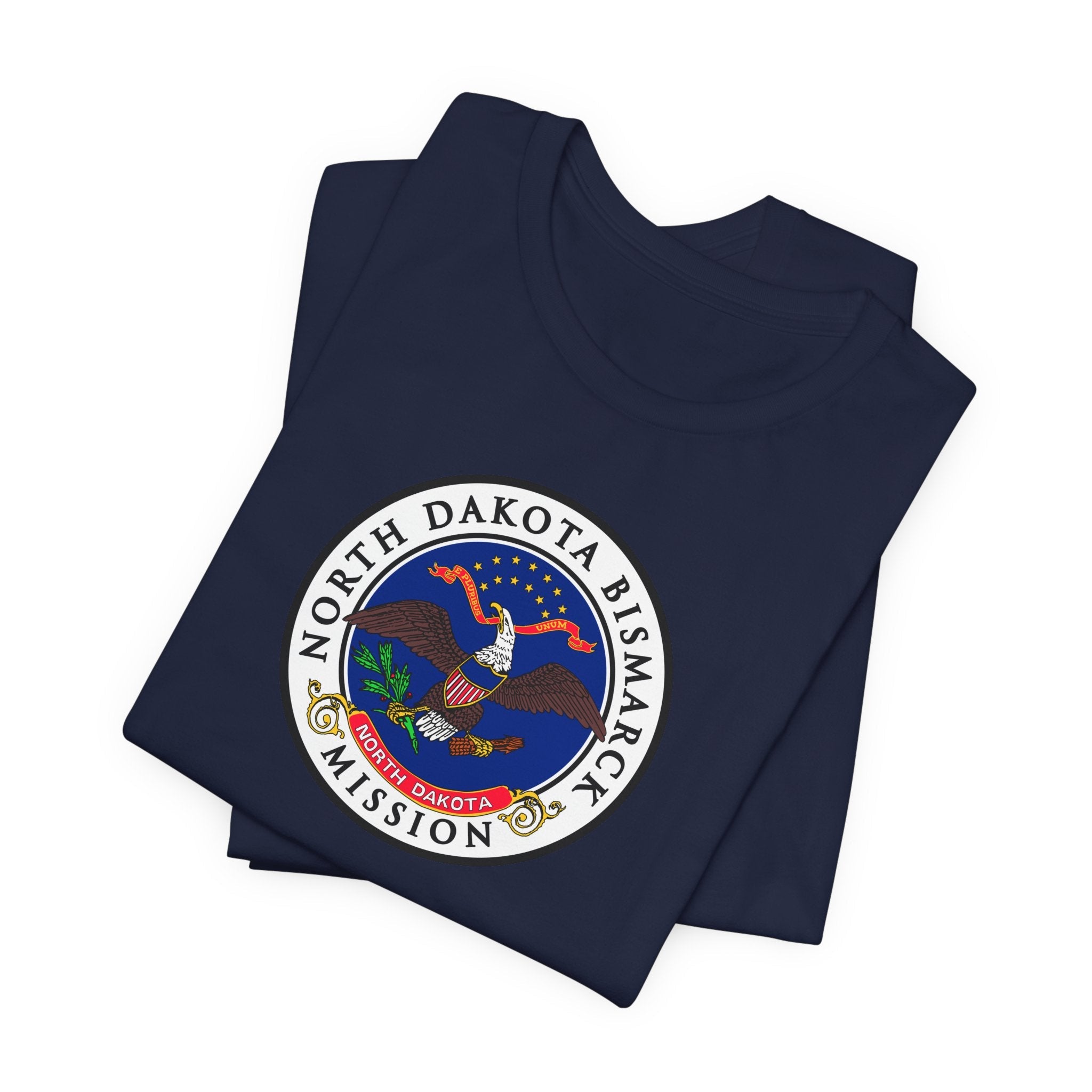 North Dakota Bismarck Mission State Flag Logo (White Border) T-shirt - Mission Wishlist - LDS Missionary Gift Store