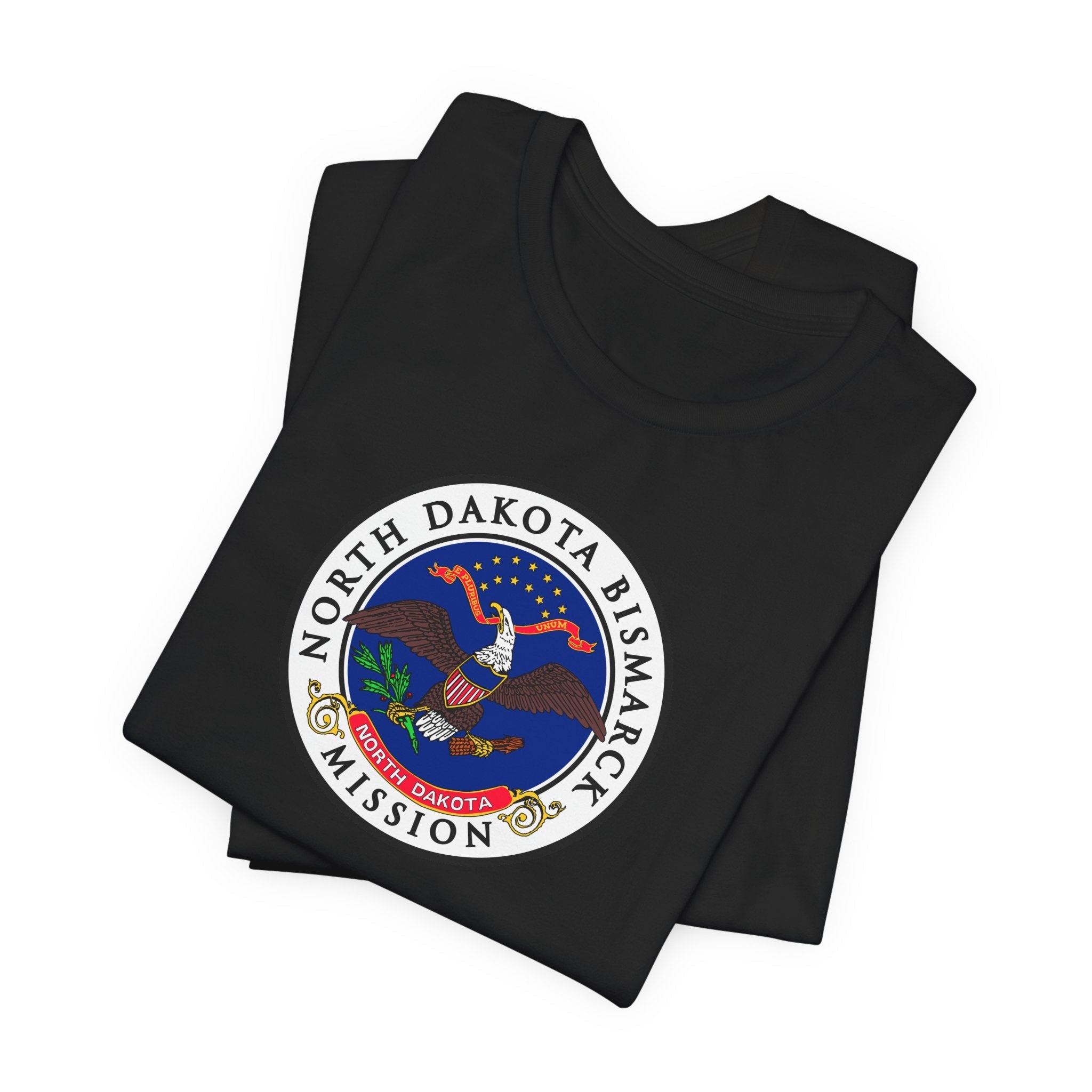 North Dakota Bismarck Mission State Flag Logo (White Border) T-shirt - Mission Wishlist - LDS Missionary Gift Store