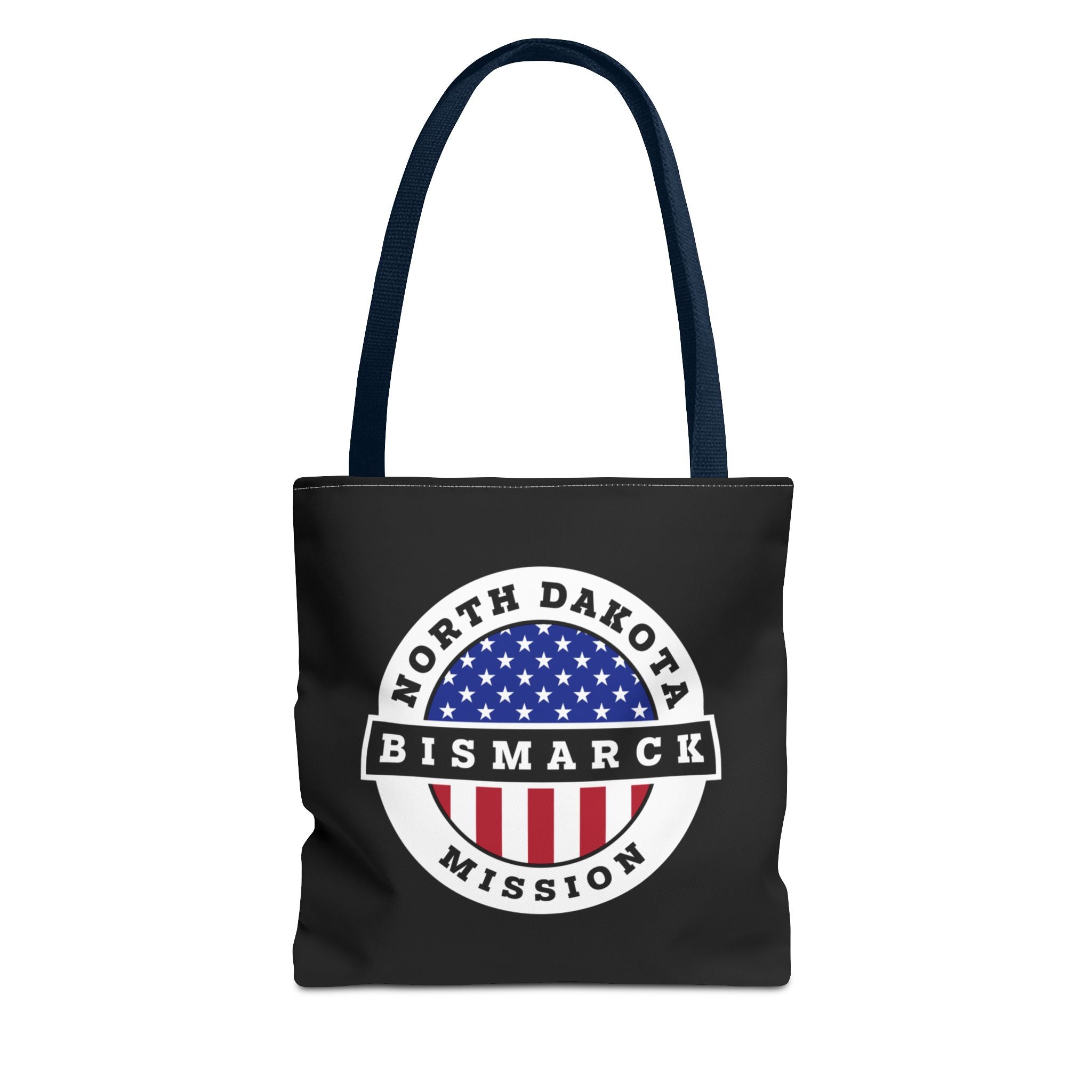 North Dakota Bismarck Mission USA Flag Logo Tote Bag Black - Latter-Day Saint LDS Missionary Gift - Book of Mormon