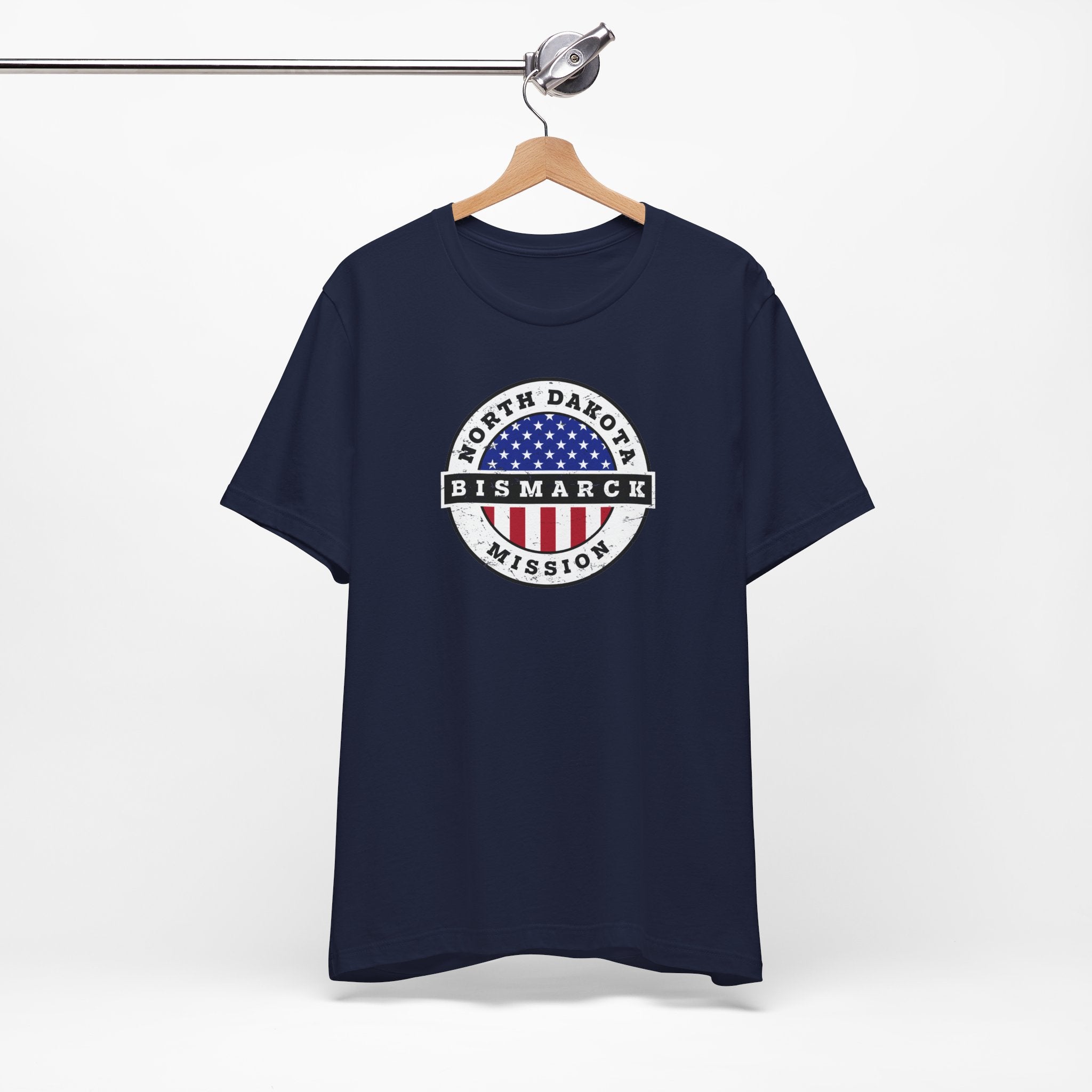 North Dakota Bismarck Mission Vintage Circular USA Flag T-Shirt - Mission Wishlist - LDS Missionary Gift Store