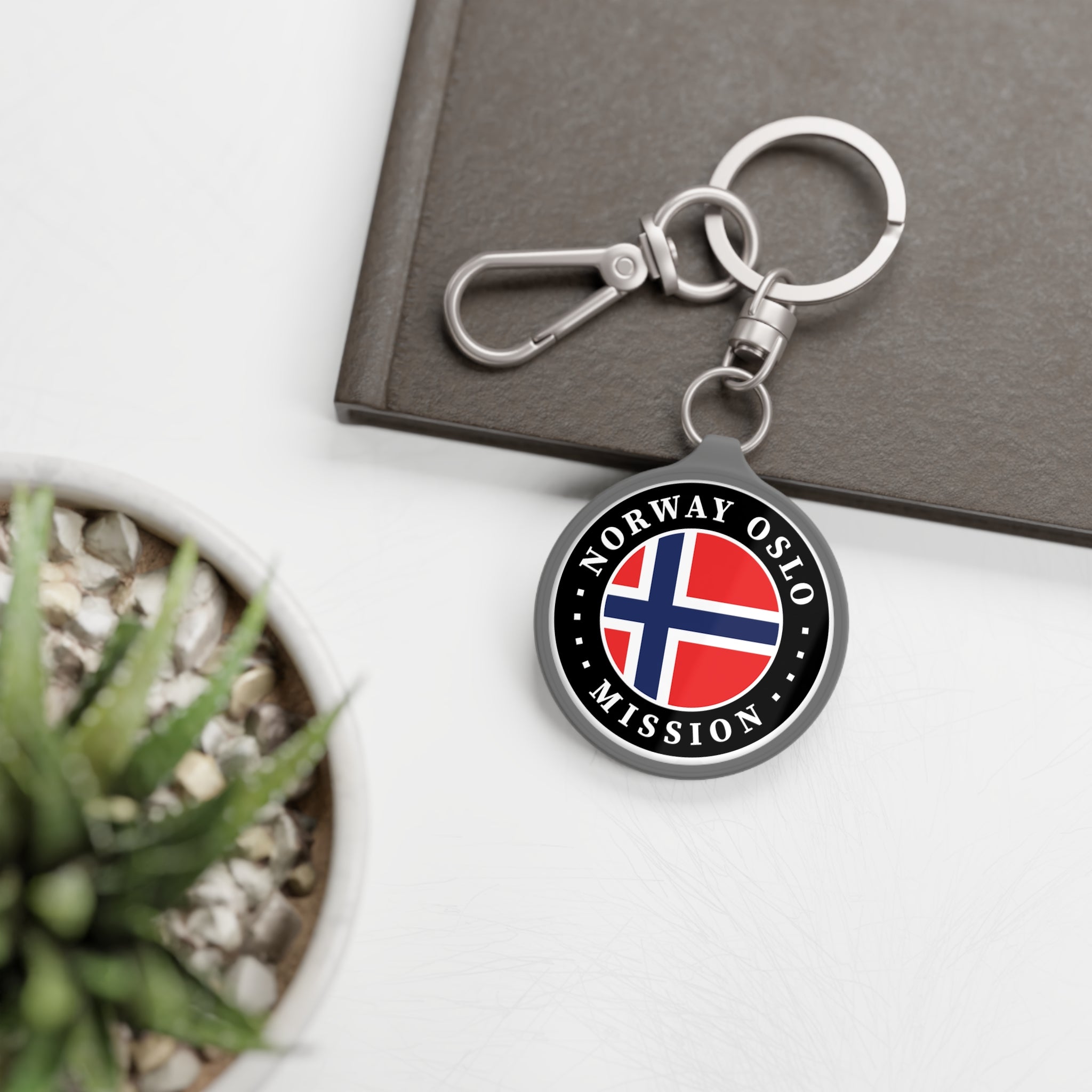 Norway Oslo Mission Circle Flag Key Tag - Latter-Day Saint LDS Missionary Gift - Book of Mormon