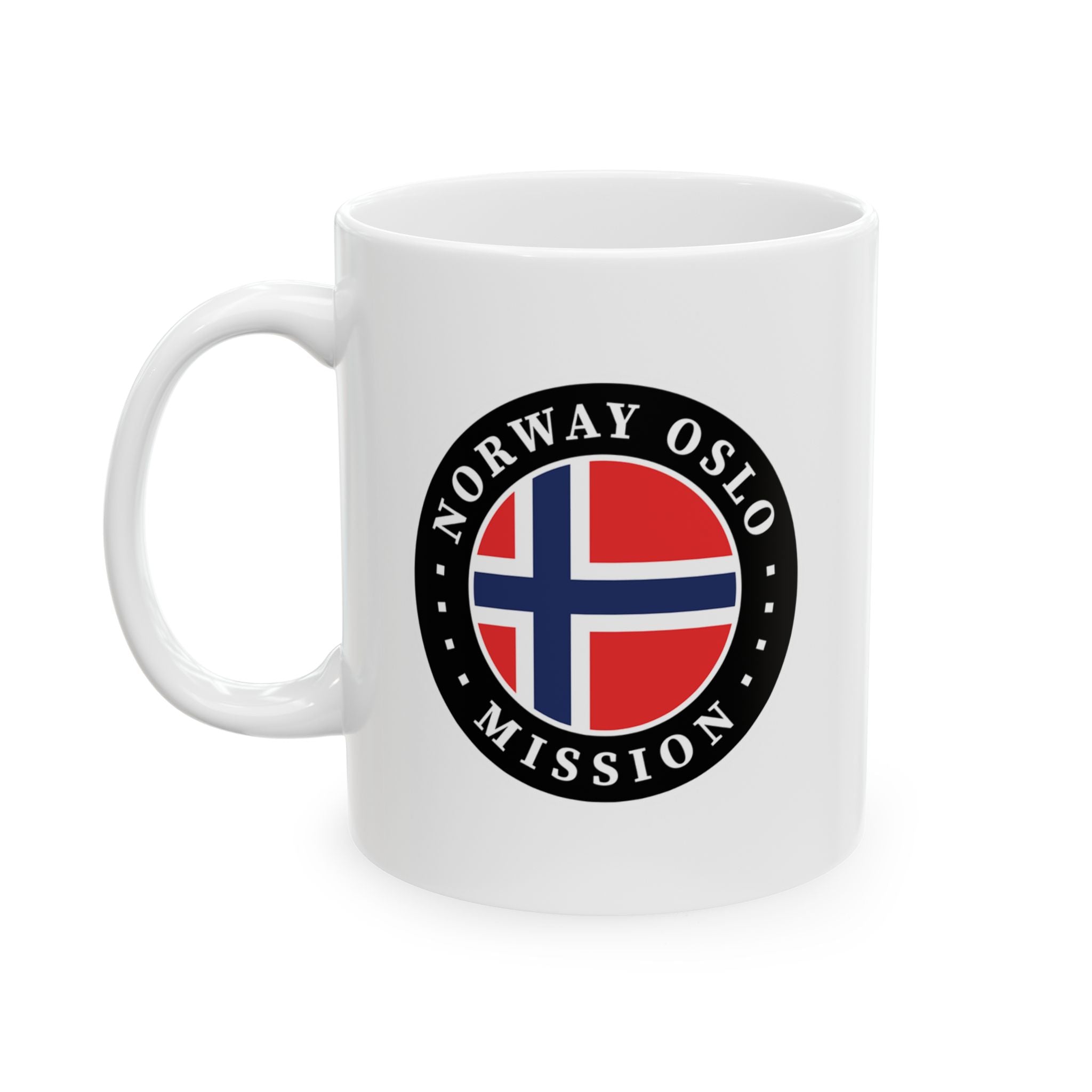 Norway Oslo Mission Circular Flag White Ceramic Mug - Latter-Day Saint LDS Missionary Gift - Book of Mormon