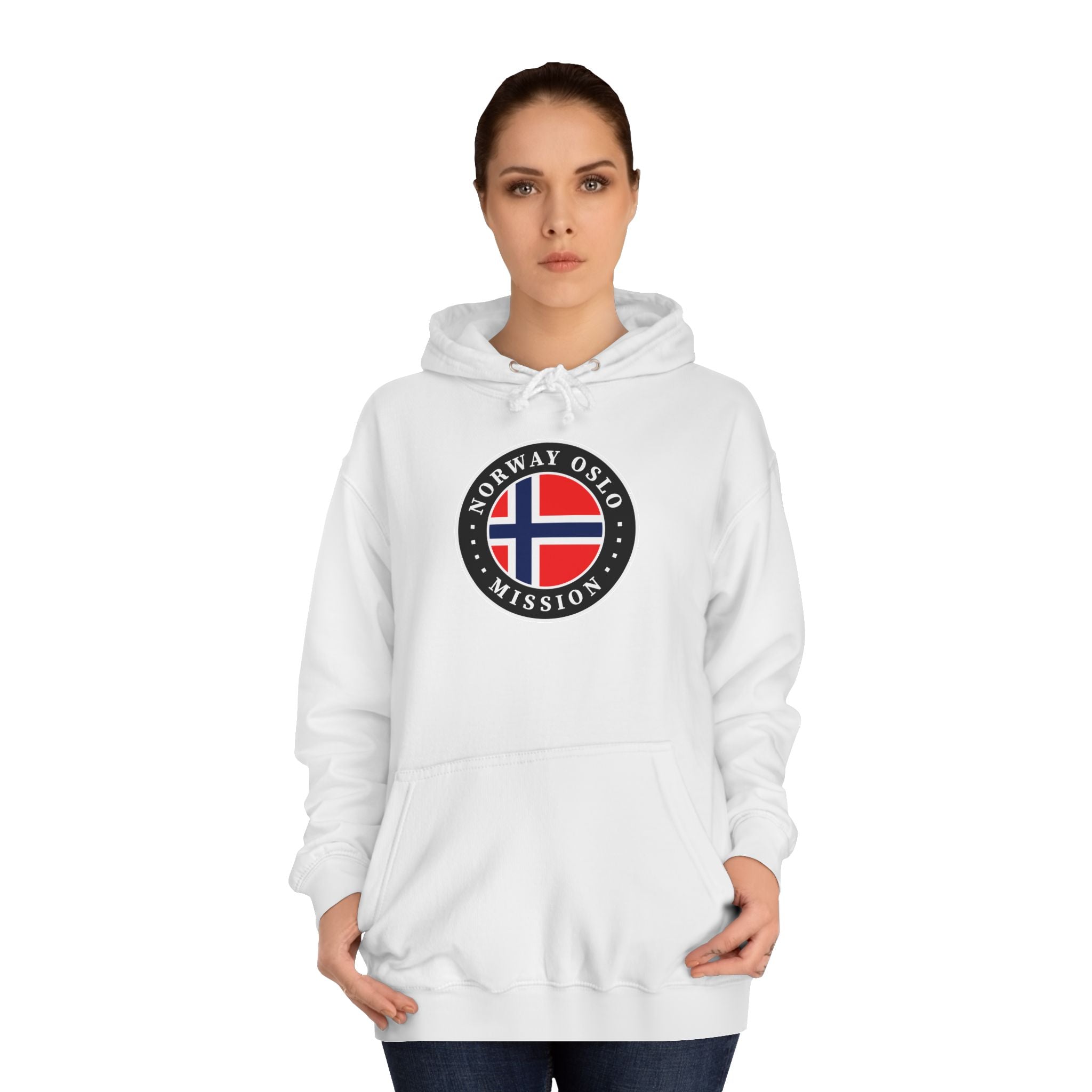 Norway Oslo Mission Flag Logo (Black Border) College Hoodie - Mission Wishlist - LDS Missionary Gift Store