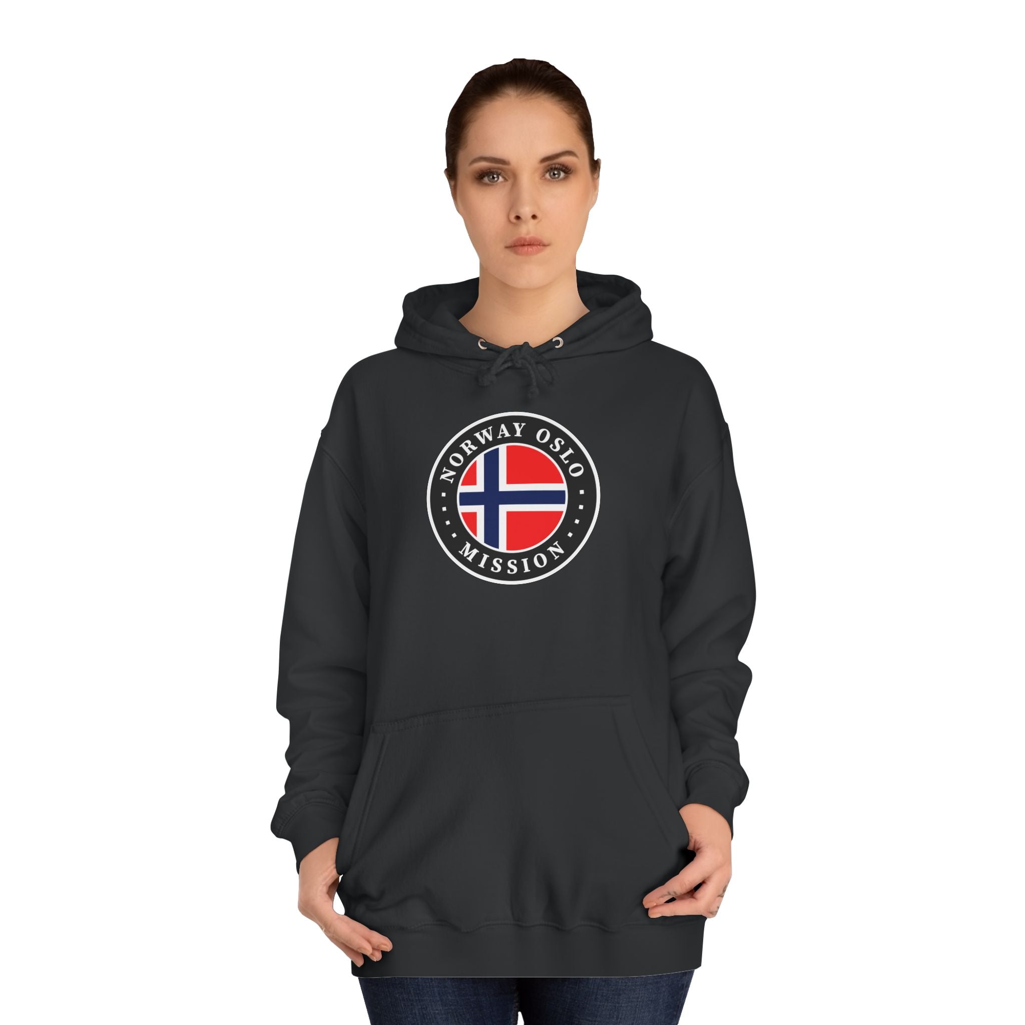 Norway Oslo Mission Flag Logo (Black Border) College Hoodie - Mission Wishlist - LDS Missionary Gift Store